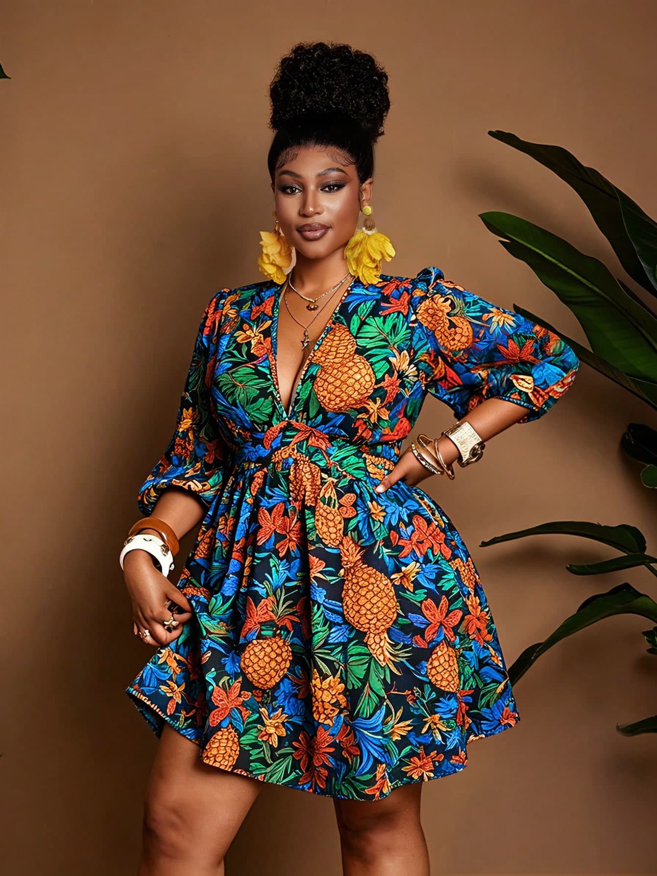Maweii Plus Size Women Deep V-Neck Casual Vacation Summer Dress Fall