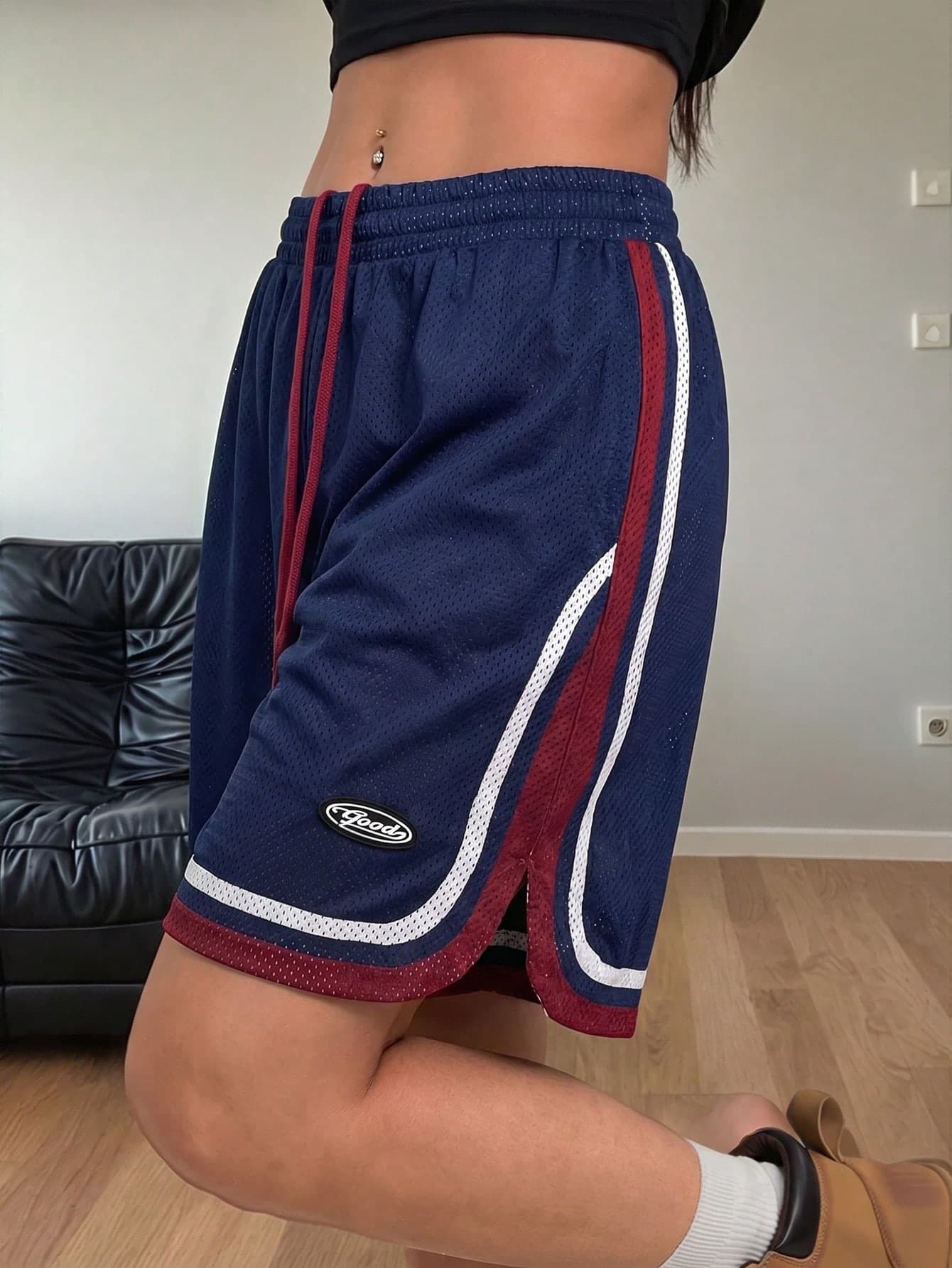 Coolane Women's Spring/Summer Going Out Sport Streetwear Sportswear Breathable Mesh Sport Blue And Red Shorts