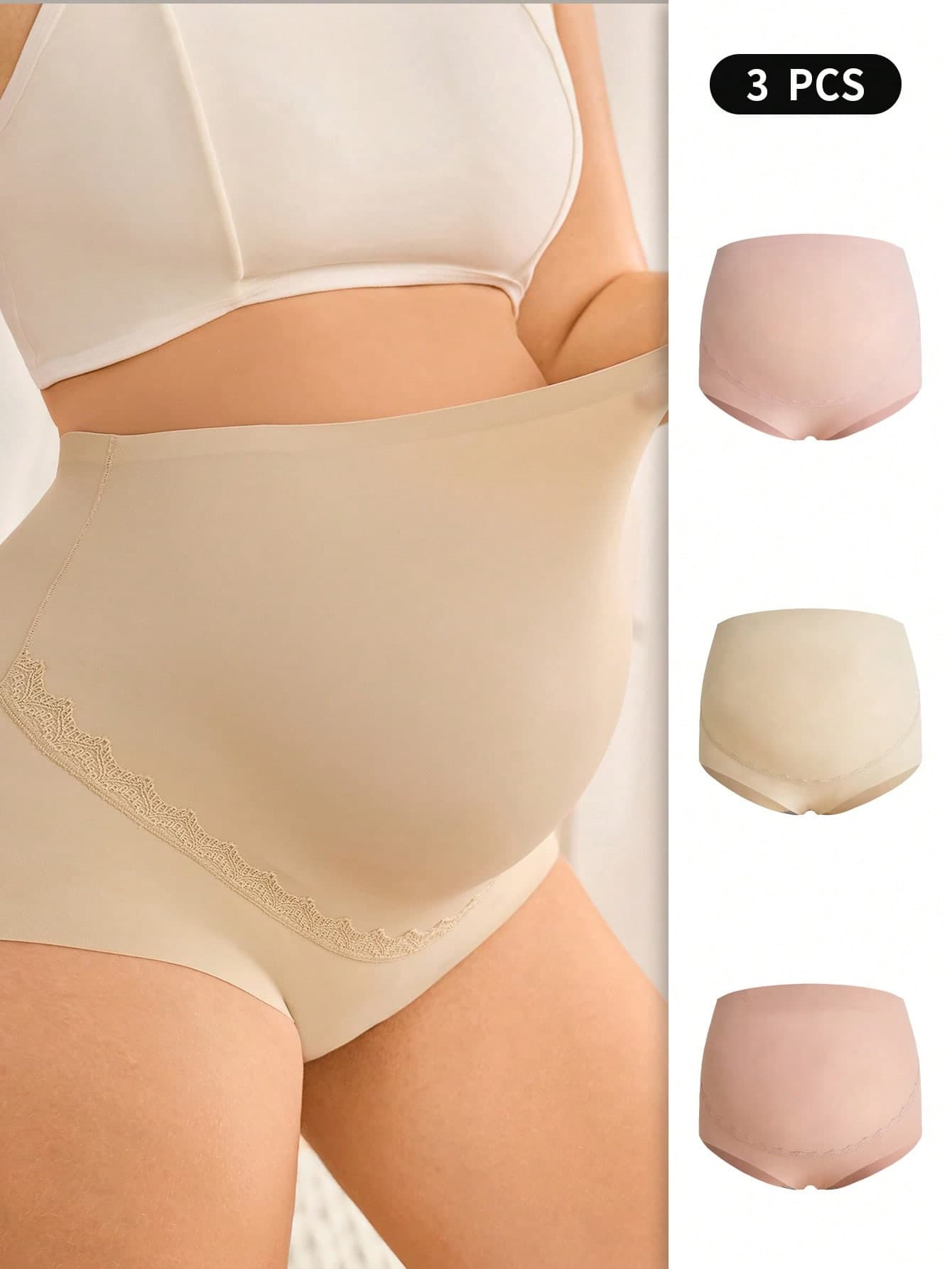 Moonlight&Mama 3pcs/Pack Plus Size High Waist Seamless Maternity Underwear