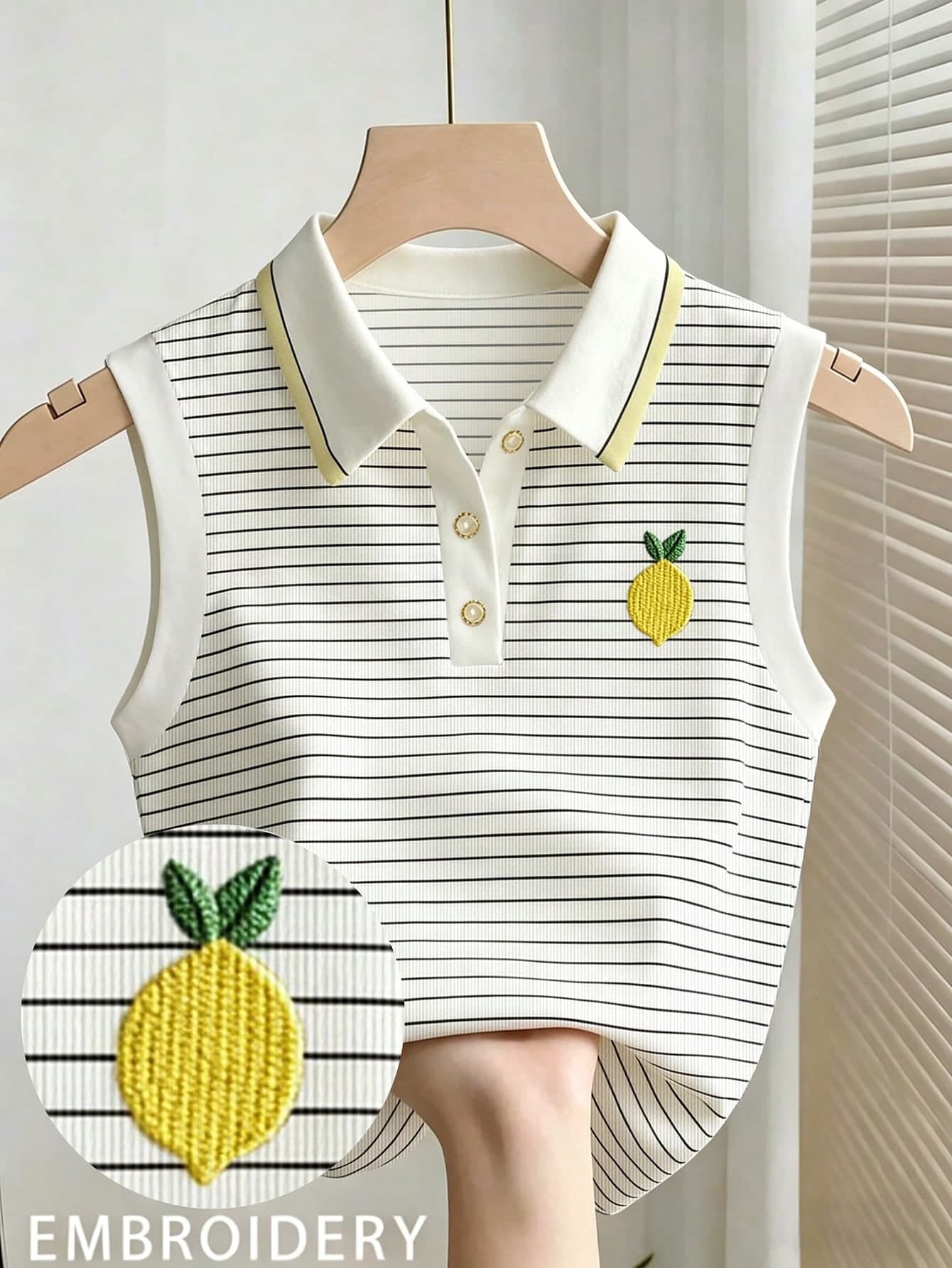 Resyla Women's Striped Print & Embroidery Casual Tank Top For Summer