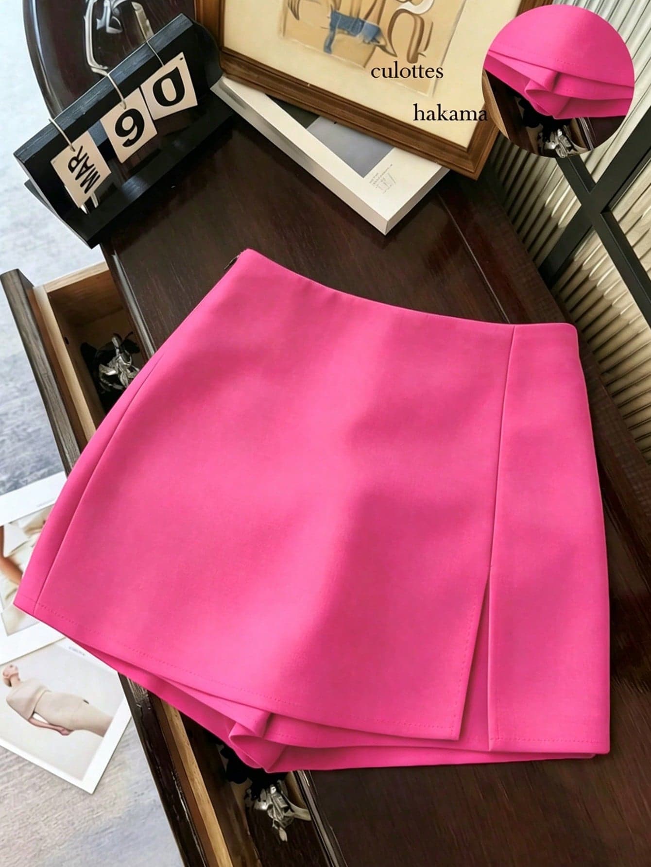 Franclia Fashionable Casual Commuter Versatile Textured Soft Fabric High Waist Slit Gray Women Shorts/Skirt/Culottes/Hot Pants, Spring/Autumn