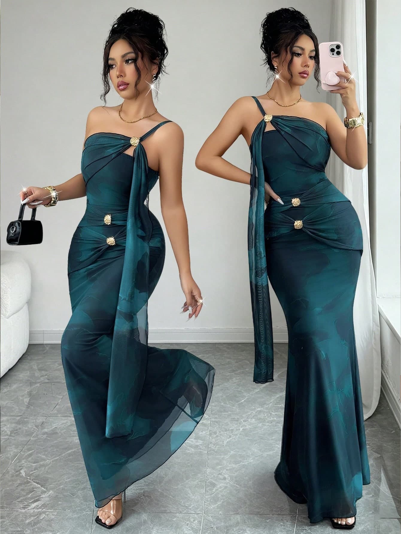 SHEIN Elenzya Elegant One-Shoulder Mermaid Dress, Summer
