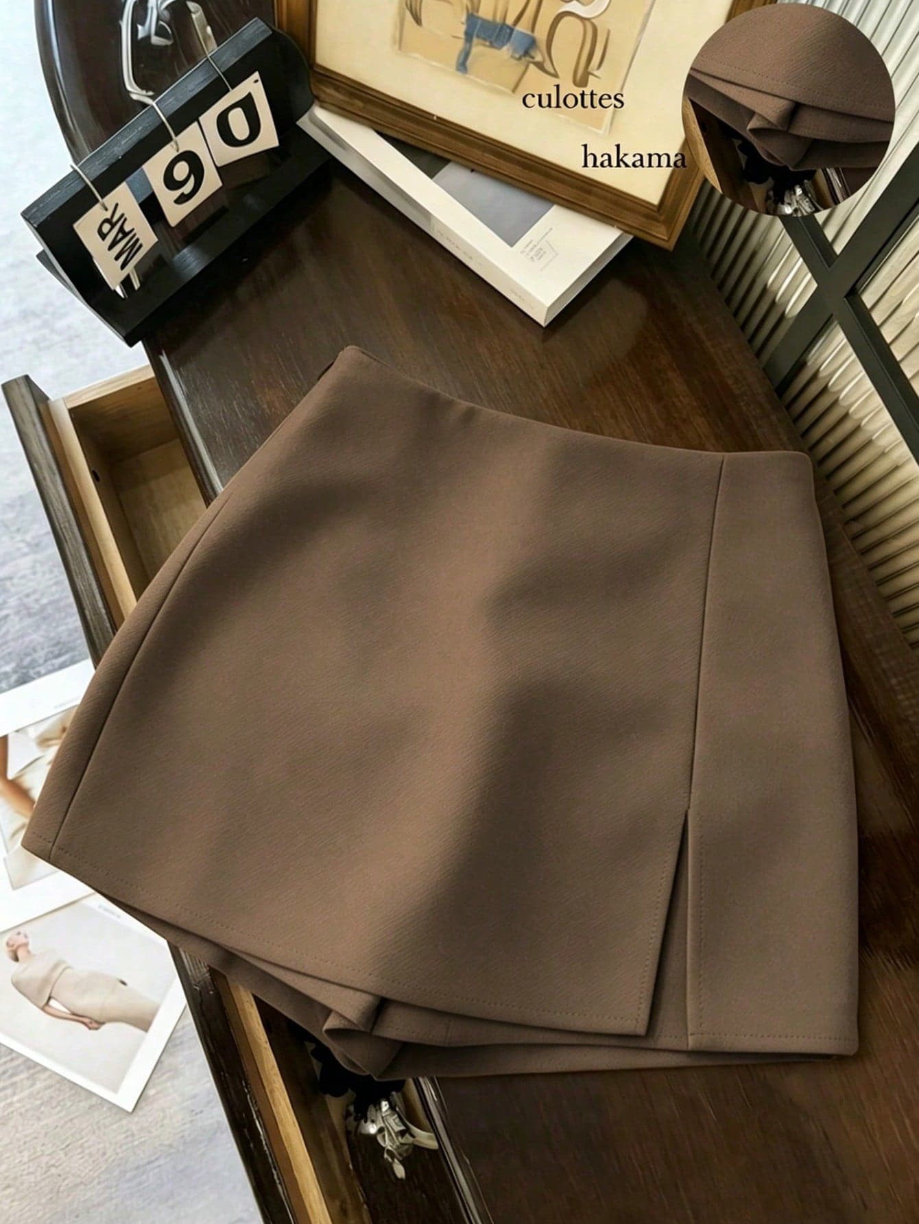 Franclia Fashionable Casual Commute Versatile Textured Soft Fabric High Waist Slit Gray Women Shorts/Skirt/Culottes/Hot Pants, Spring/Autumn