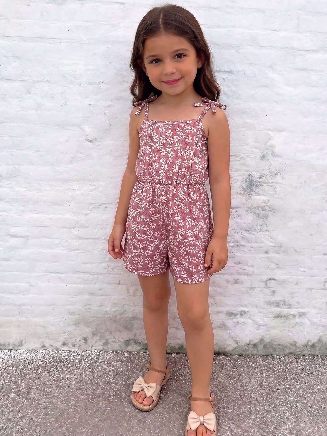 Emery Rose Kids Emery Rose Kids Young Girl Woven Daisy Print Camisole Romper