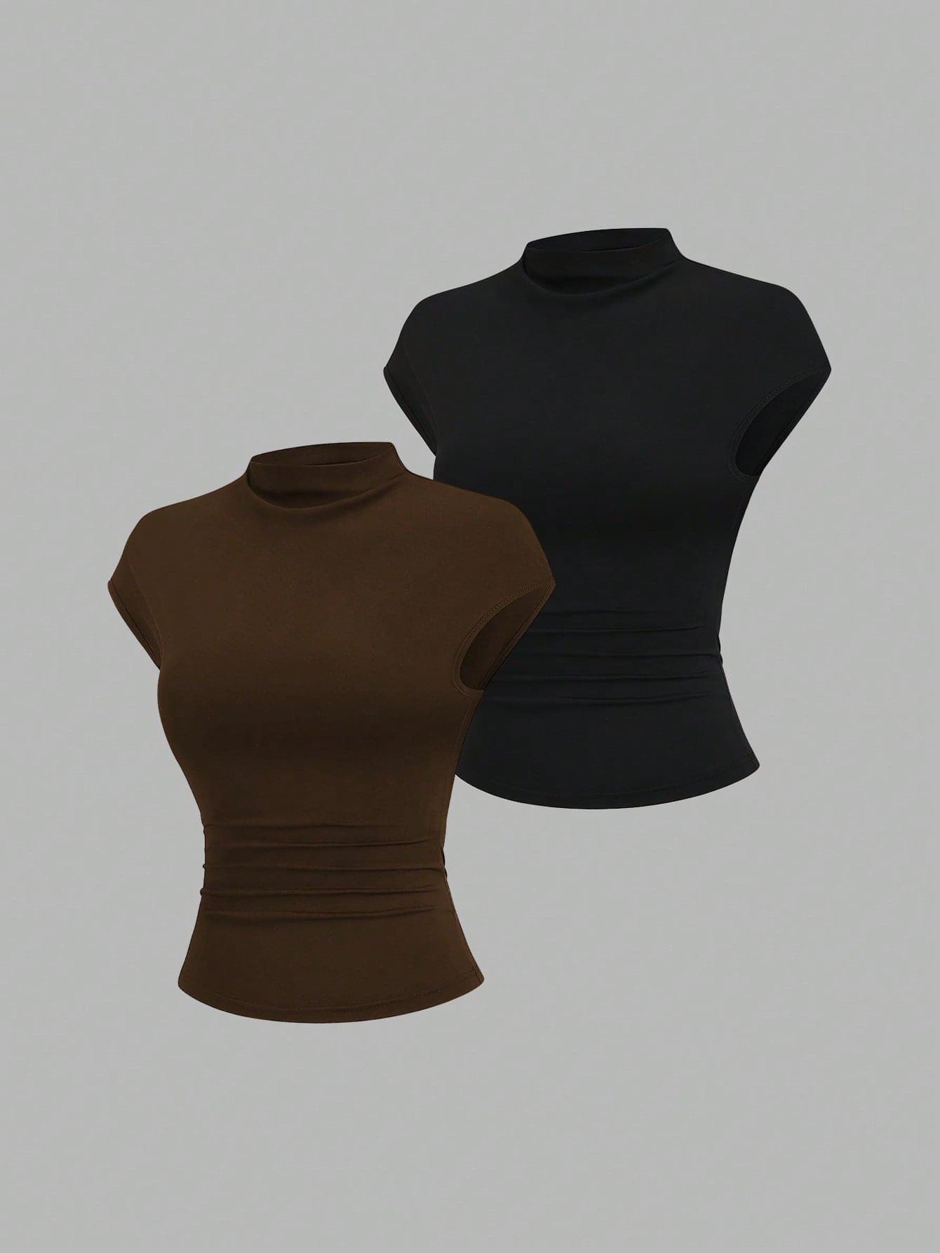 Sweetra Women's Solid Color Stand Collar Casual Versatile T-Shirt, Suitable For Commuting And Daily Wear