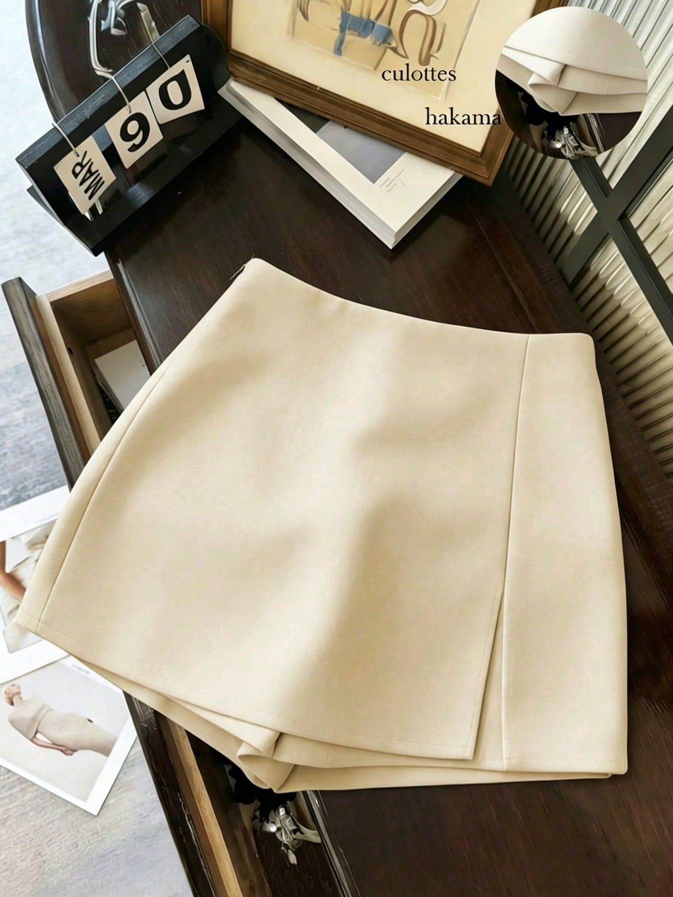 Franclia Apricot,Summer,Casual,Office Fashionable Commuter Textured Soft Fabric High Waist Slit Women's Shorts,Skirt,Culottes,Hot Pants,Mini Skirt Clothing