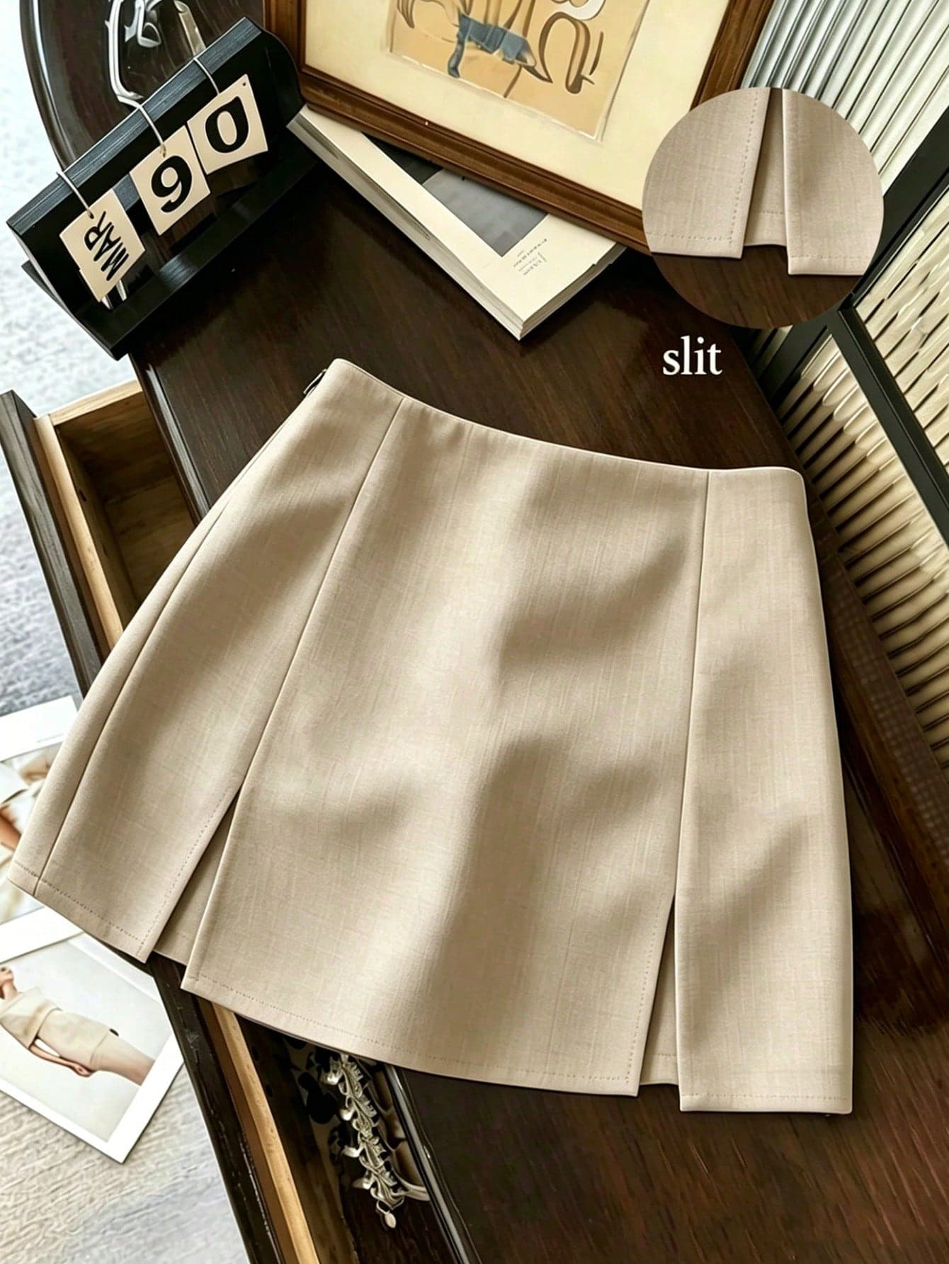 Franclia Women's Casual Commuter Versatile Low-Waist Slit Hem Mini Skirt, Suitable For Spring, Summer, Autumn And Winter