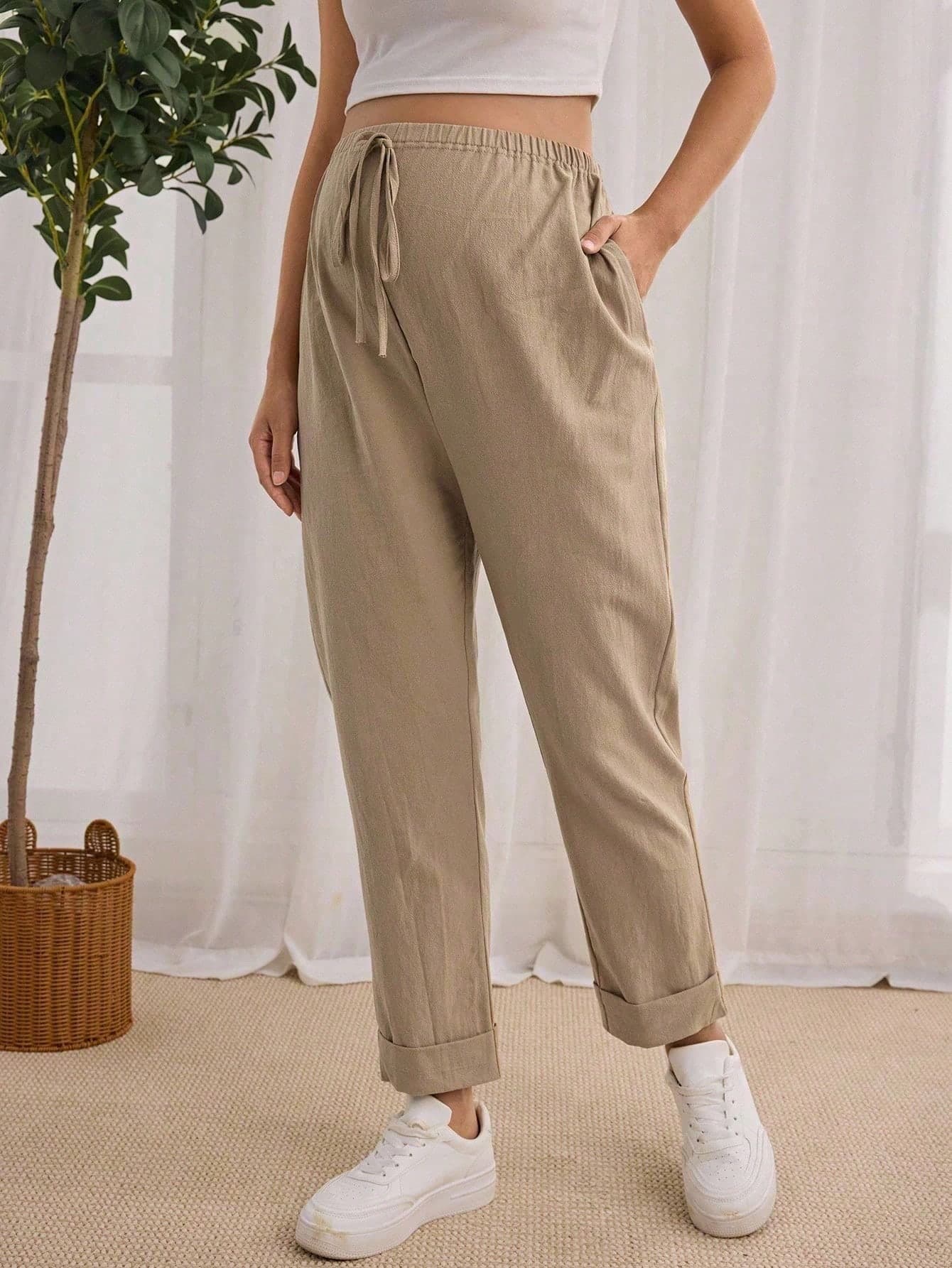 GentleRue Maternity Maternity Solid Color Simple Daily Wear Drawstring Pants Fall