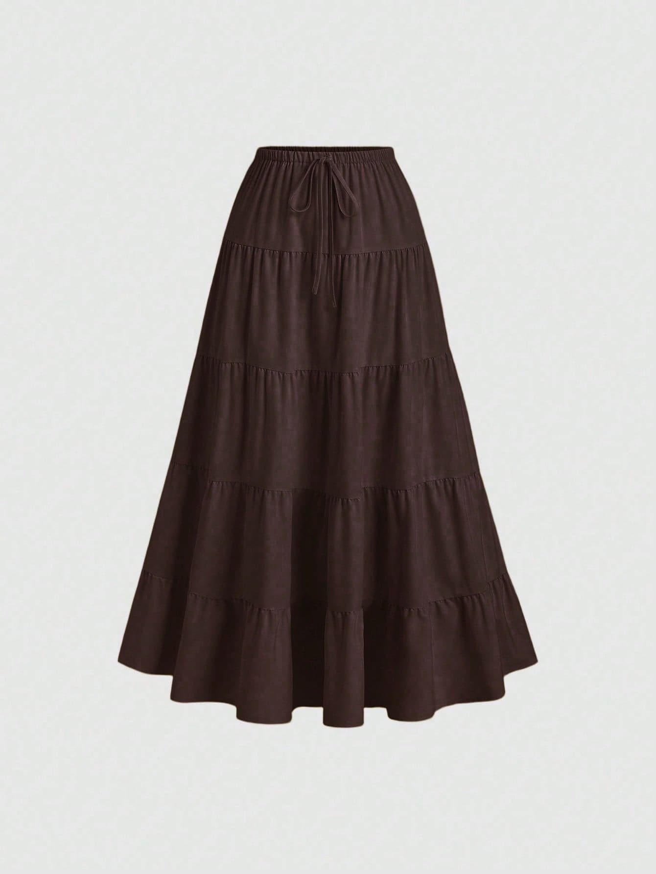 Sweetra Minimalist Elastic Waist Loose Cake Skirt
