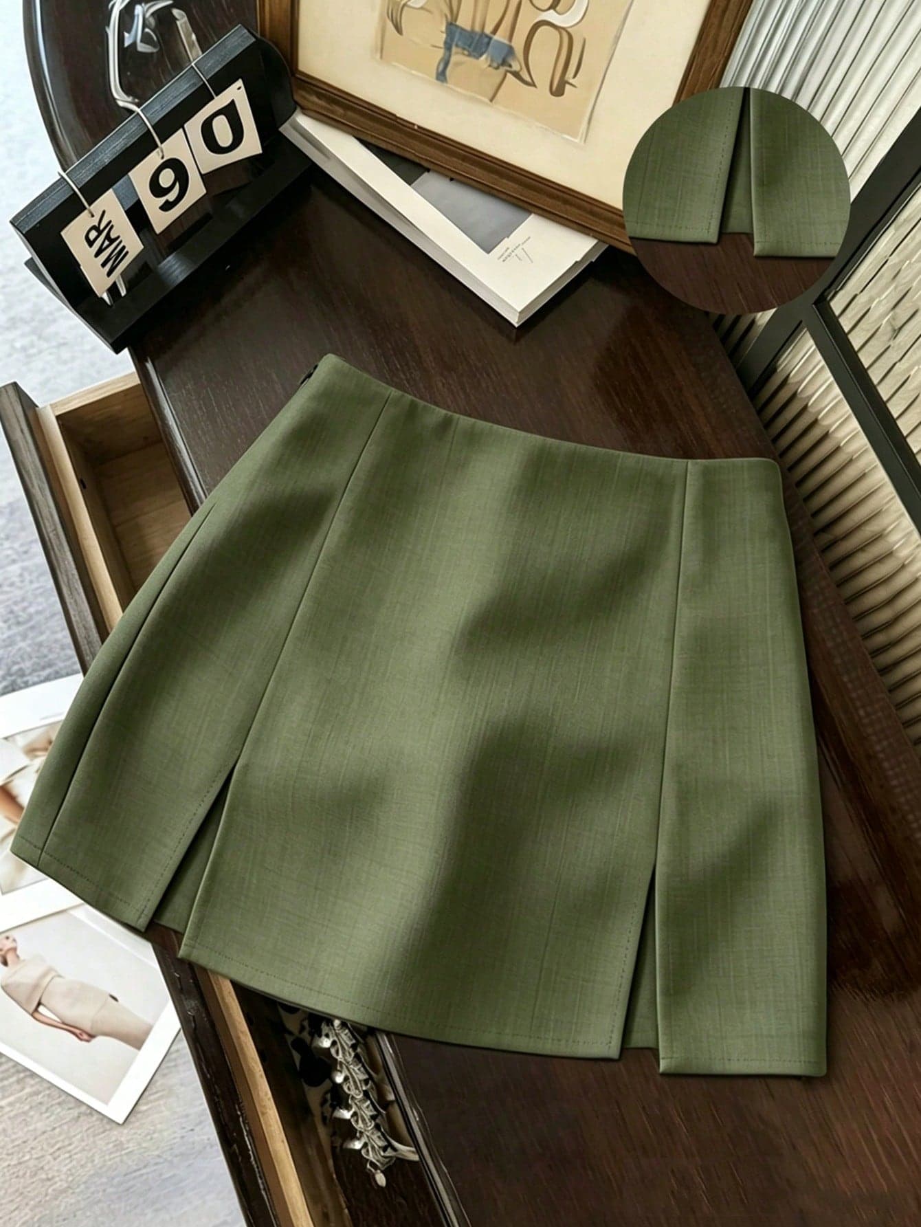 Franclia Women's Casual Commuter Versatile Low Waist Slit Hem A-Line Skirt, Suitable For Spring, Summer, Autumn And Winter