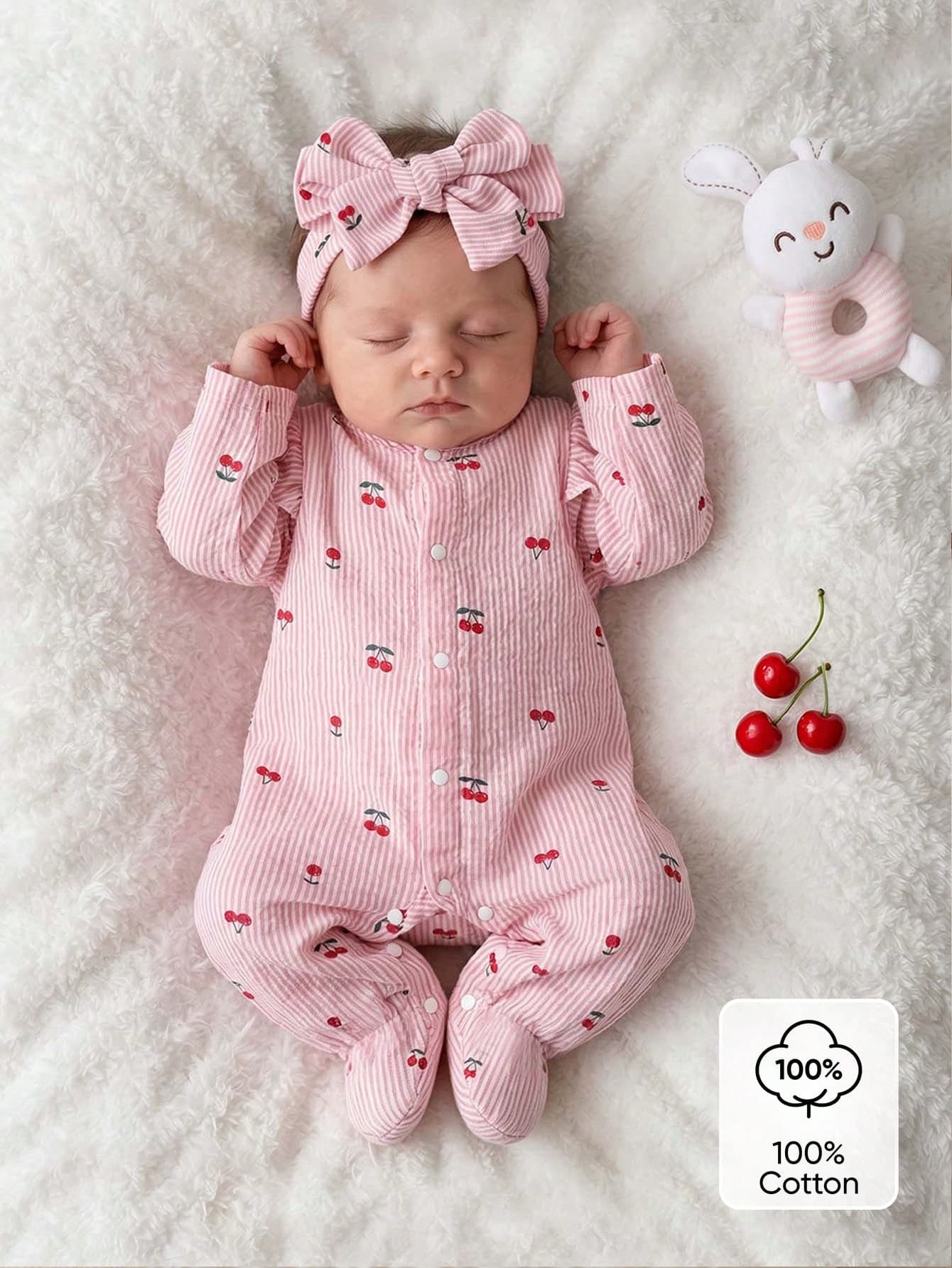 Newborns'Cute Autumn Blue And White Stripe Family Matching Long Sleeve Round Neck Jumpsuit Cotton