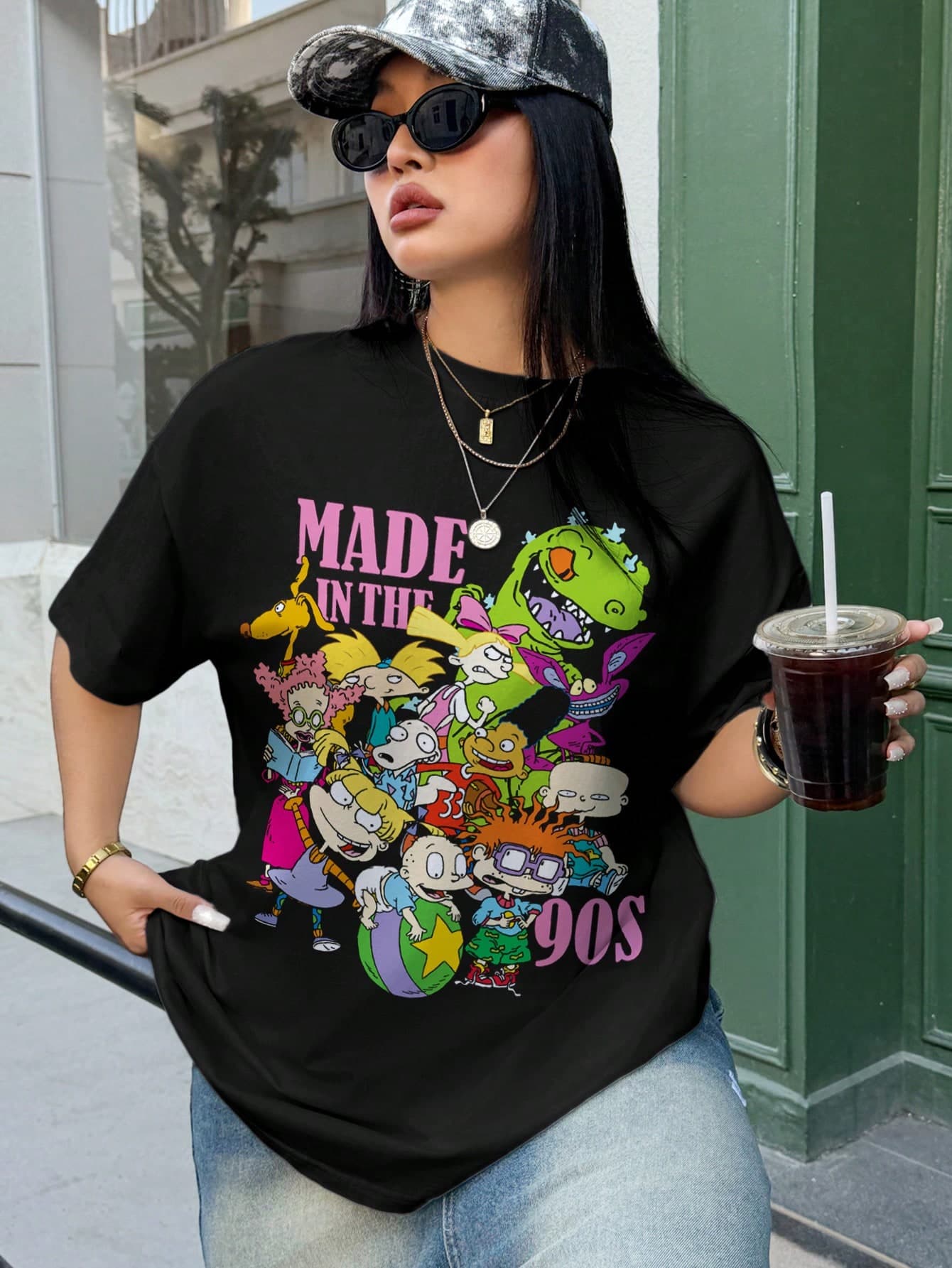 Nick 90s | SHEIN Plus Size Women's Full Print 90s Nick T-Shirt