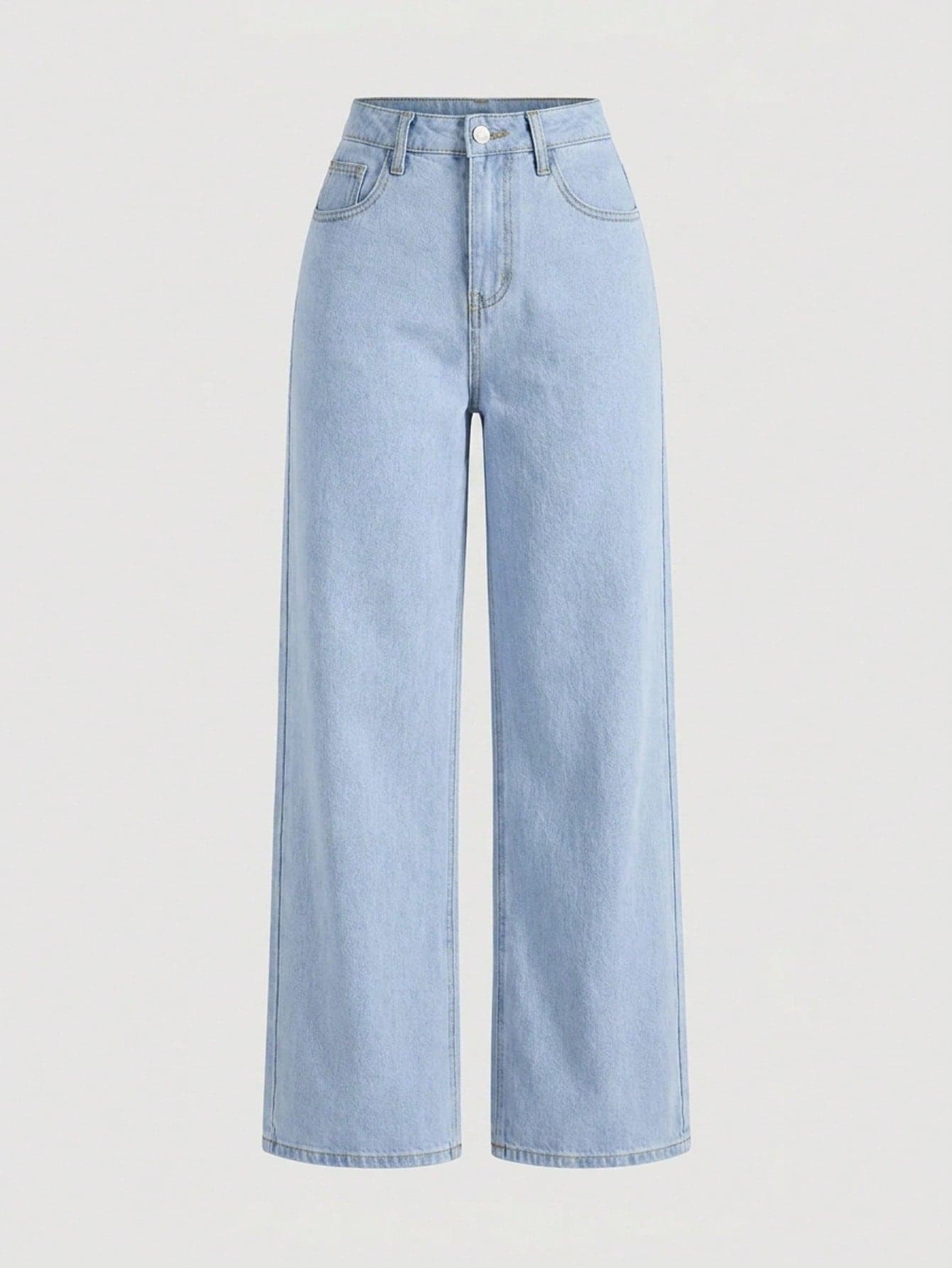 SHEIN Girlism Teen Girls' Solid Color Belted Straight Leg Loose Casual Everyday Jeans