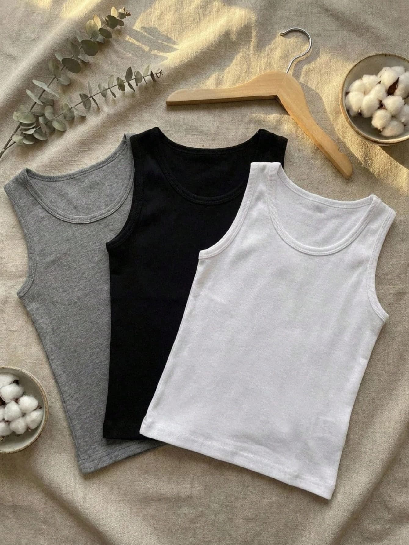 DAZY Young Boy Solid Color Round Neck Sleeveless Casual Daily T-Shirt Summer