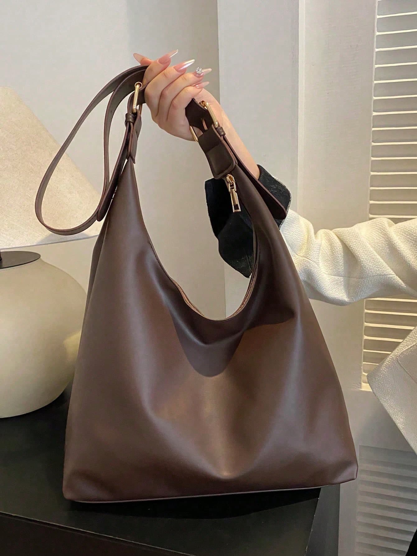 Vintage Large Capacity Solid Color Women's Shoulder Bag, Multifunctional Crossbody Bag, Handbag, Large Capacity Crossbody Handbag