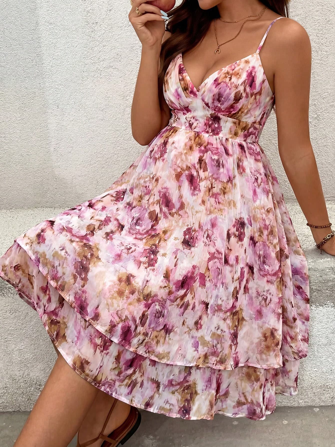 SHEIN Maternity Minimalist Printed Camisole Dress