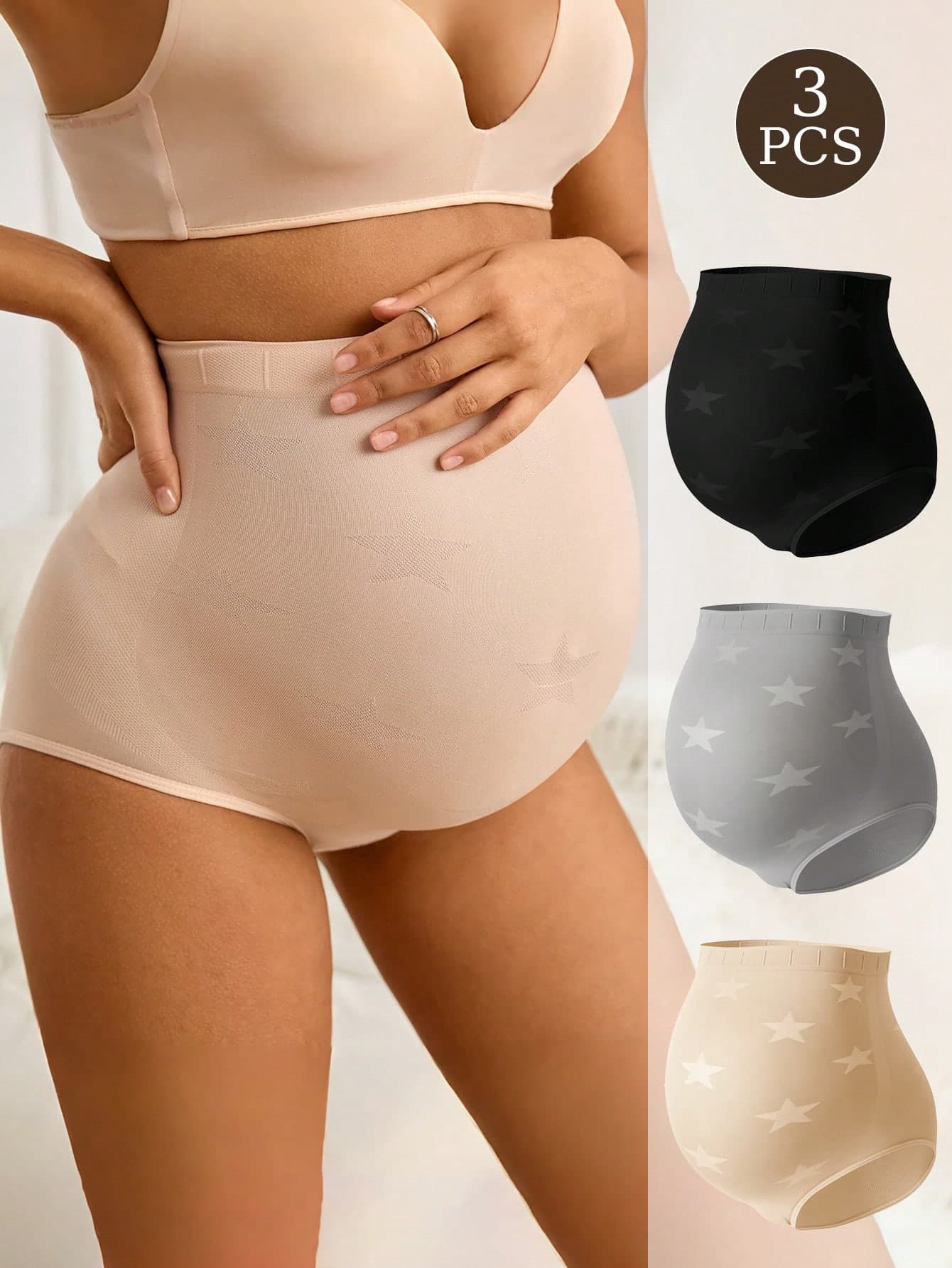 Moonlight&Mama 3pcs/Set Seamless High Waist Maternity Underwear, High Elasticity, Elegant, Soft, Non-Restrictive, Simple & Comfortable Everyday Wear