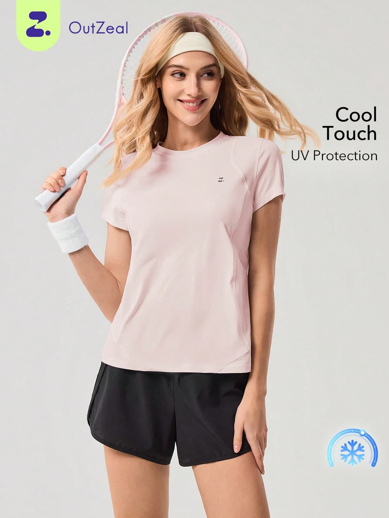 OutZeal Gym Tops Women Sports Pink Tee Summer Casual Yoga Cool Touch Mesh Design Active Tops