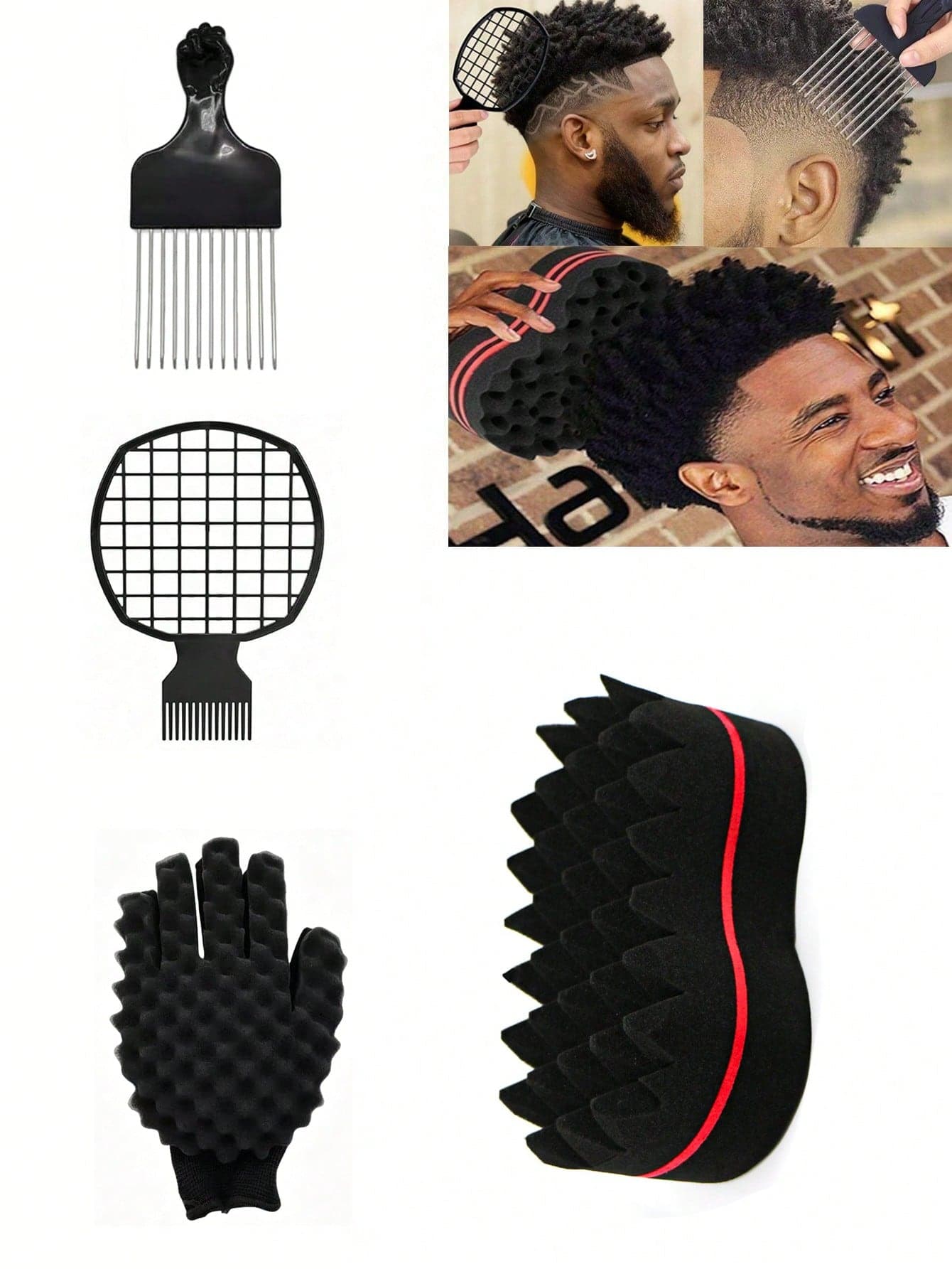 1/4PCS, Barber Men's Hair Braider Twist Braid Sponge Gloves African Hair Fork Comb Curl Foam, Suitable For Salon Hair Tools, Hair, Hairdresser, Hair Tools, Hair Products, Hair Dryer, Hair, Accessories, Hair Products, Hair Tools, Hair Products, Hair Care, Curl Brush, Hairdresser, Hairdresser Accessories, Hair Equipment, Travel Necessities, Travel Necessities, Hair, Hair, Hair, Travel, Hair Products, Hair Tools