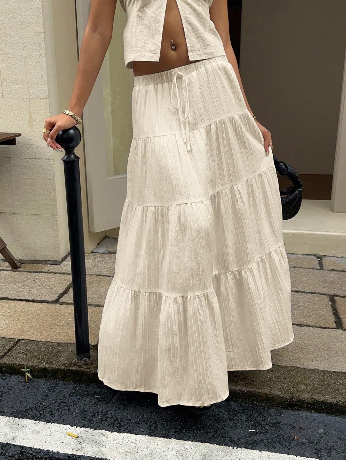 MainGRL Women's Casual Vacation Multi-Layer Cake Skirt, Suitable For Summer