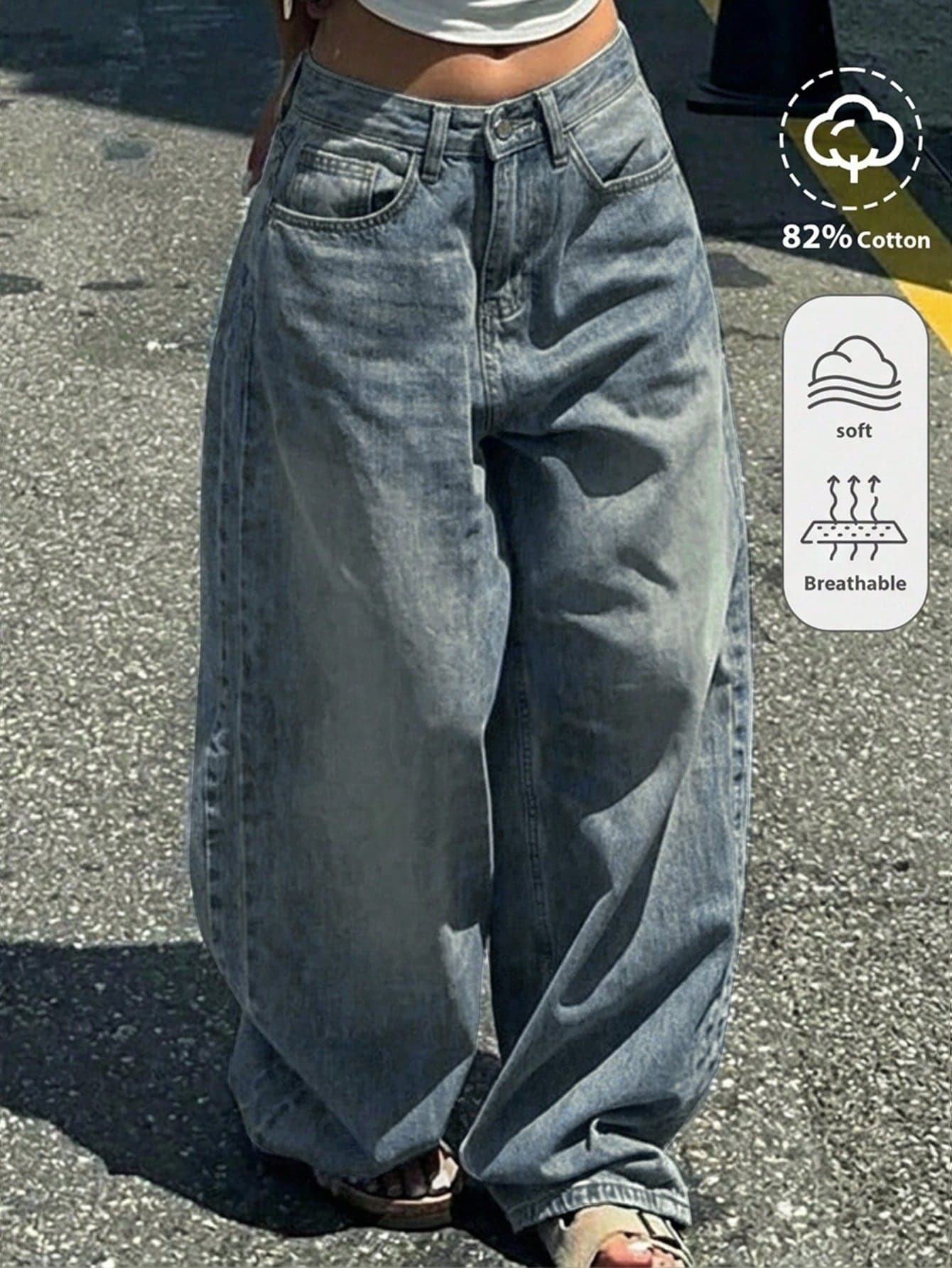 Tween Girl Fashion Casual Y2k Vintage Cool Street Returns To School College Simple Basic Comfortable And Nostalgic Blue Loose Jeans For Soft Daily-Wear And Rave Festival And At Home Streetwear School Baggy Jeans