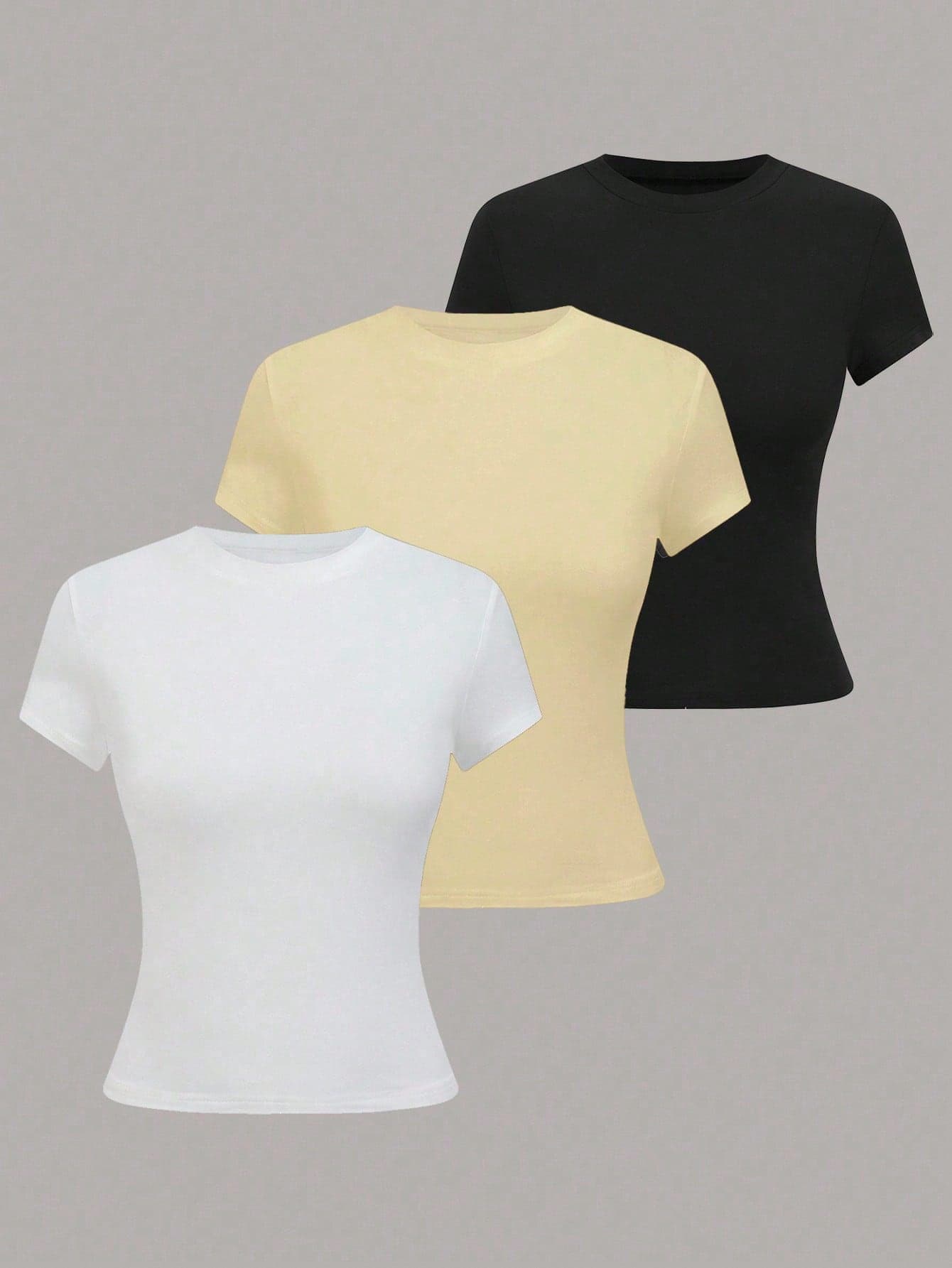 SHEIN Girlism 3pcs/Set Tween Girls' Casual Slim Fit Comfortable Round Neck Long Sleeve T-Shirt