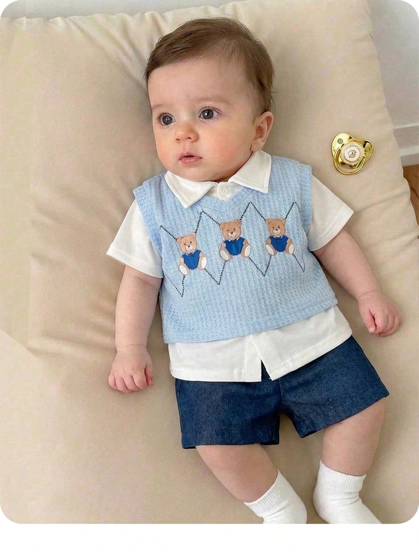 3pcs Newborn Baby Set: Shorts, Shirt, Vest