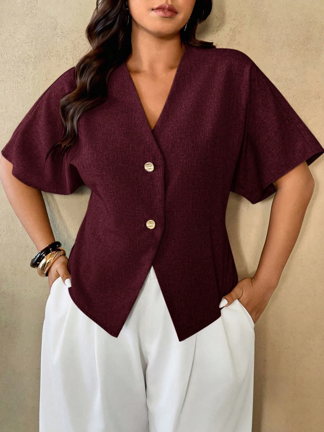 Auralis Plus Size Women Short Sleeve Casual/Work Shirt