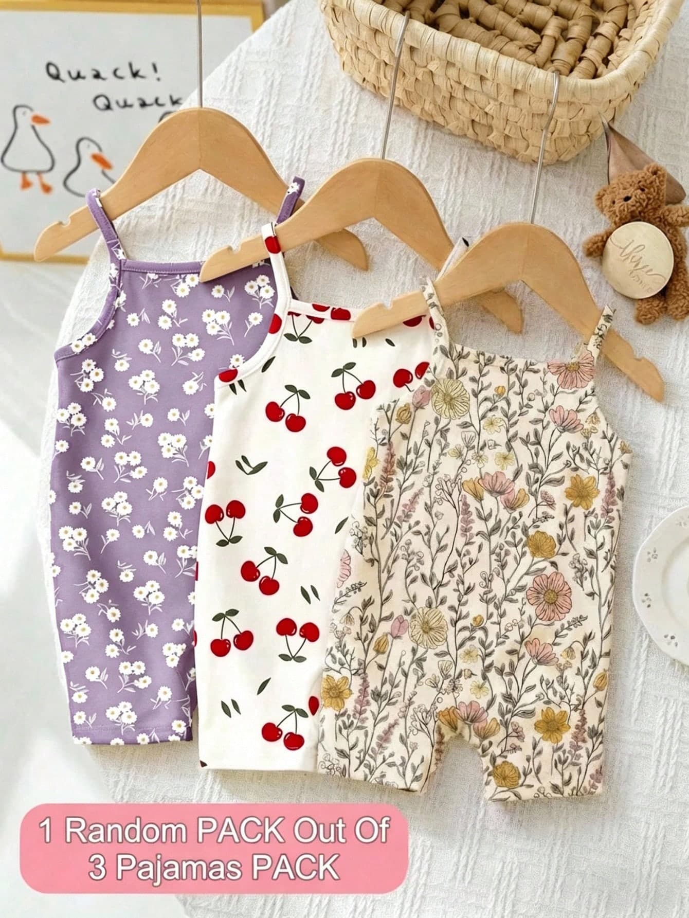 Cute Boho Ditsy Floral Romper For Baby Girl,Multicolor Summer,Family Matching Casual Autumn Outfits,Easy Comfort,Stylish Graphic Clothes,Fall Clothes