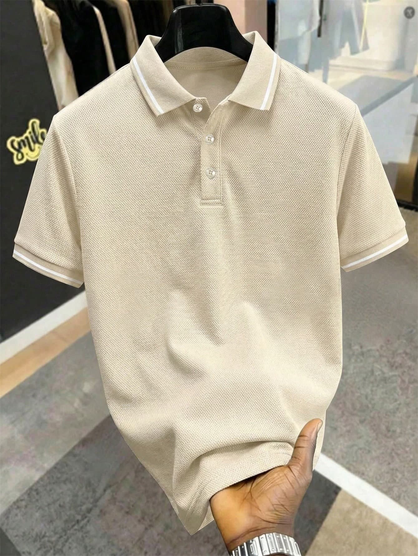 Manfinity Homme Men Contrast Trim Polo Shirt, Formal