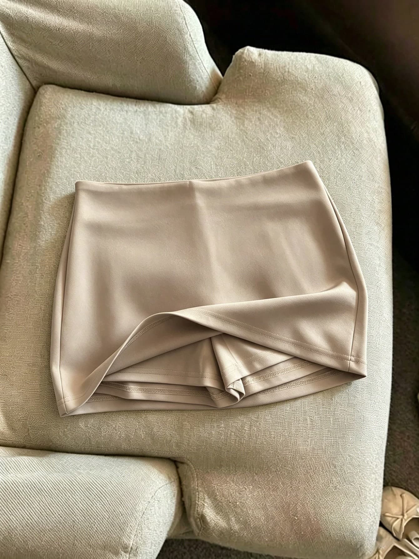 Franclia Apricot Fabric Skort Women's Plain Asymmetrical Design For Stylish Parties