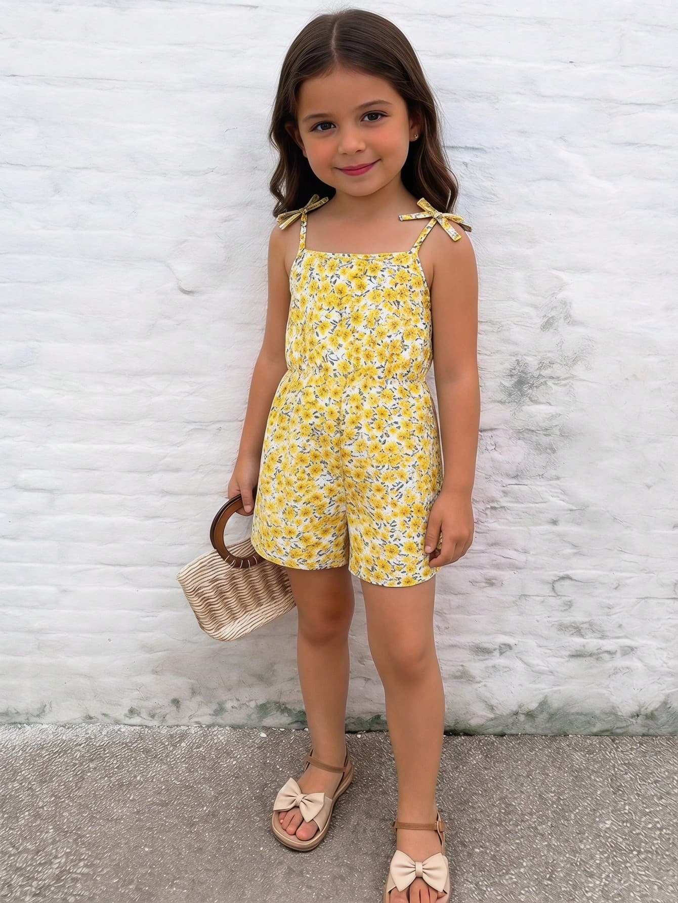 Emery Rose Kids Emery Rose Kids Young Girl Floral Print Ruffle Casual Jumpsuit For Daily Wear