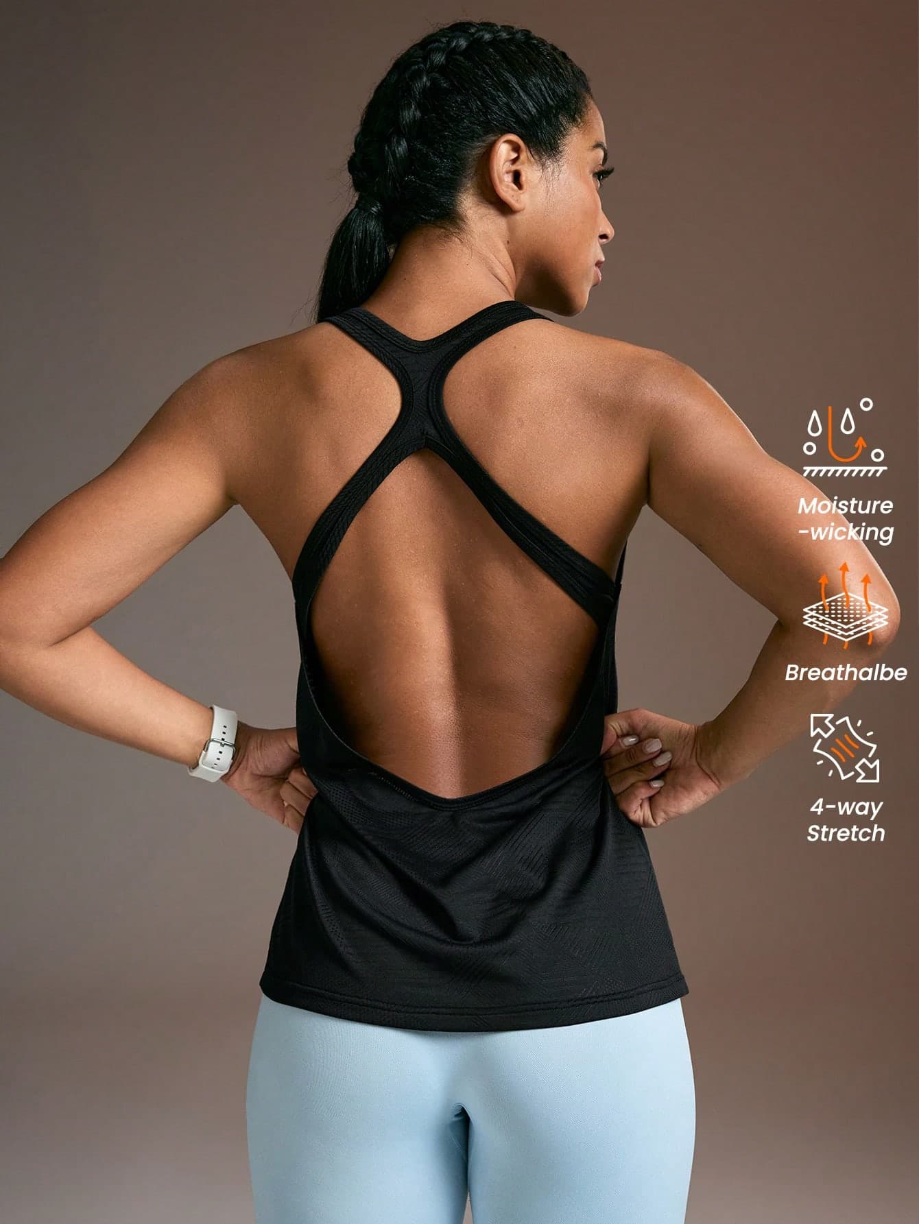 Powerista Women's Solid Color Criss-Cross Back Hollow Out Sports Tank Top Black Color Fashion Sport T-Shirts & Tanks, Suitable For Summer Women's Casual Sports Solid Color Tank Top Cut Out Back Solid Sports Tee Gym Top Workout Tank Top Seksi Chic For Daily Wear Yoga Yoga Studio Tennis Gym Indoor Outdoor Active Open Back Workout Top Workout Tops For Women Pilates Tops For Women Workout Tank Tops Gym Tops For Women