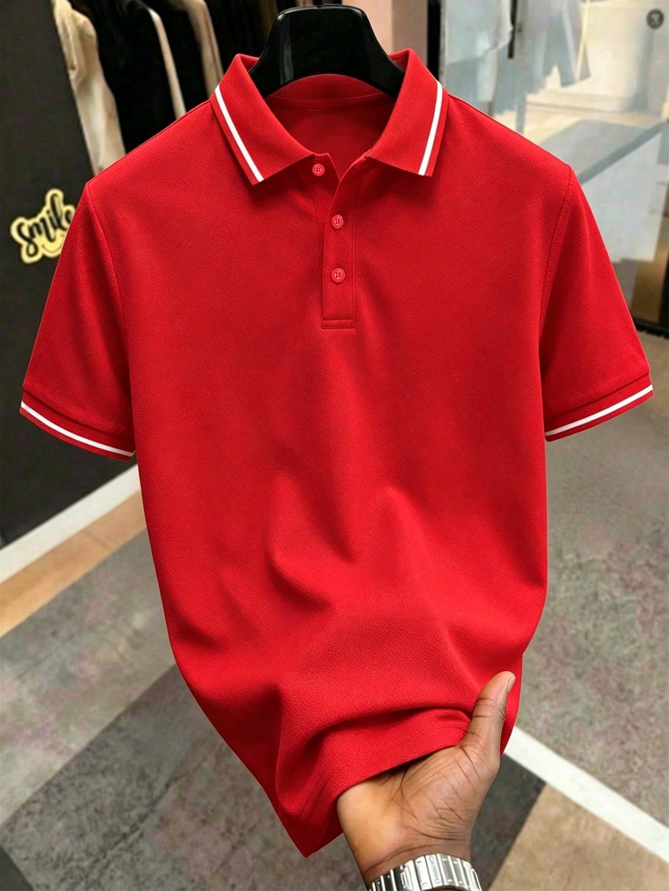 Manfinity Homme Men Contrast Trim Polo Shirt