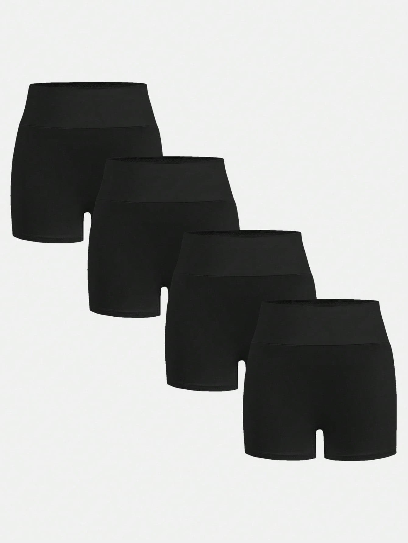 SHEIN Girlism Tween Girl Casual Spring/Summer Knit Solid Color High Waist Sports Yoga Shorts 4pcs Set Tween Girl