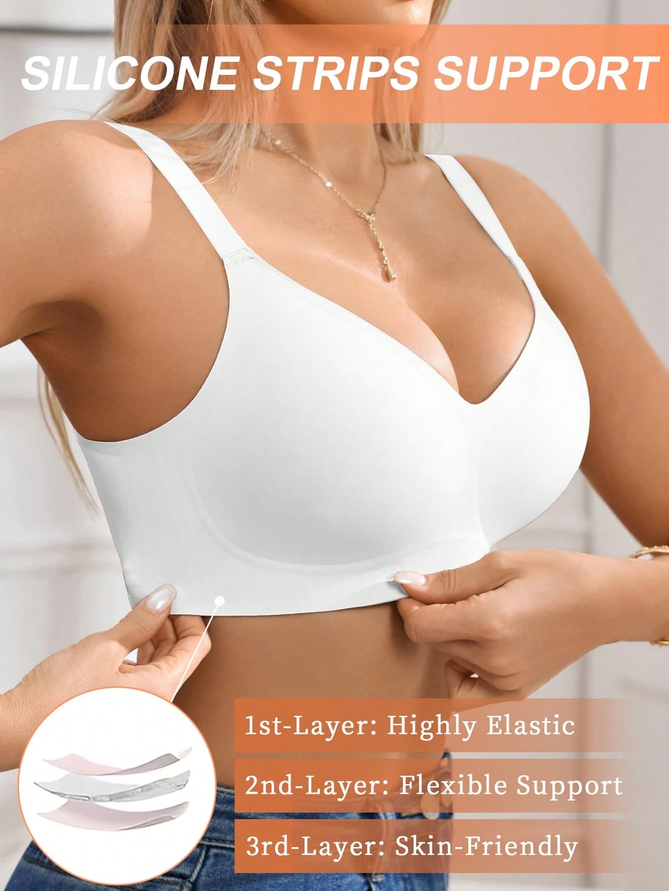 1pc Women's Minimalist Comfortable Seamless Jelly Gel Wireless Bra With Removable Pads