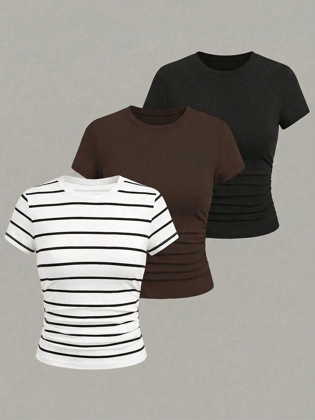 Olithes New Fashion Casual Versatile 3 Pieces Set Short Sleeve T-Shirt For Women