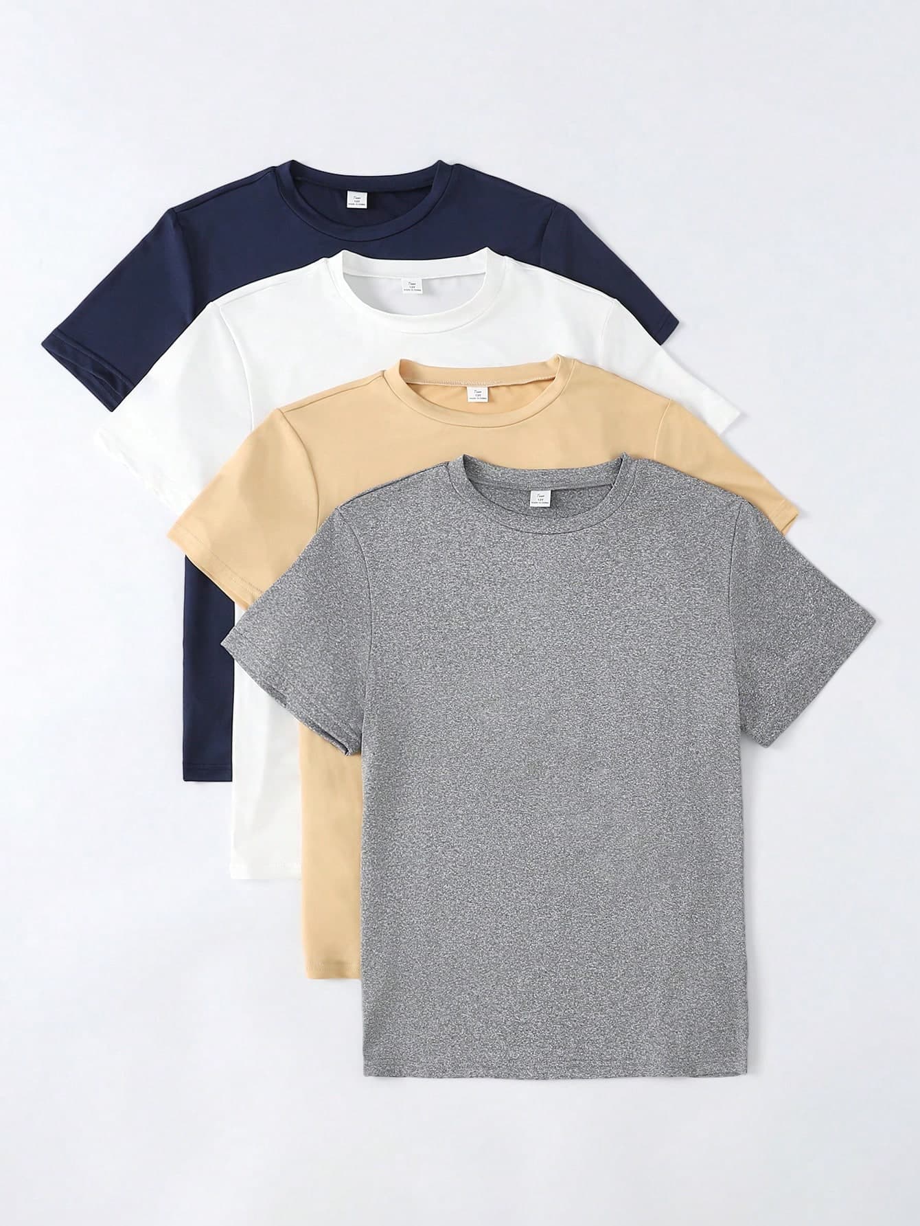 SHEIN Vacaura Teens Boys' Solid Color Short Sleeve T-Shirt, Suitable For Daily Wear, Minimalist Baggy Design, Classic Crew Neck, Soft Comfortable Grey Summer