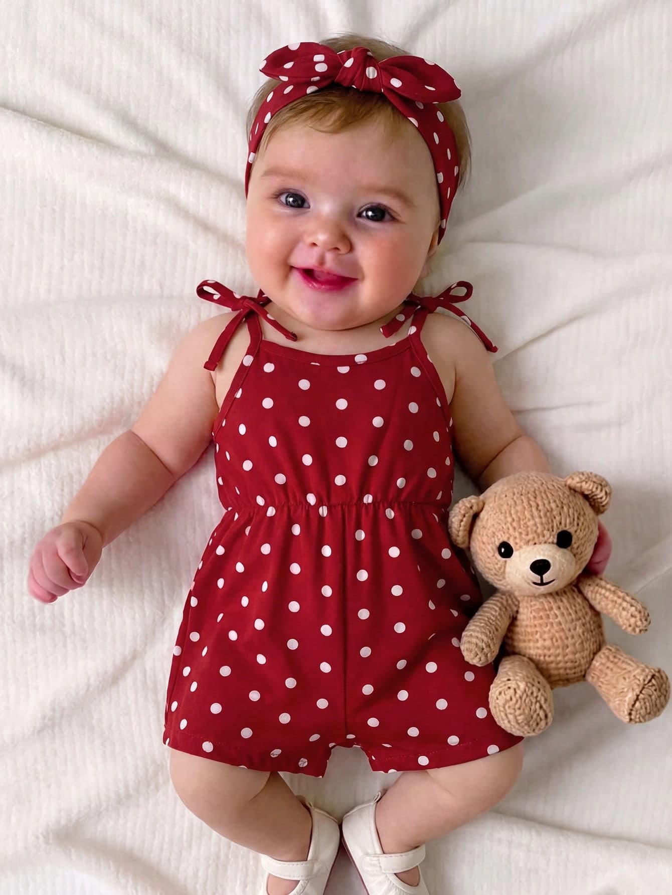 SHEIN Newborn Baby Girl Cute Summer Ditsy Floral Romper