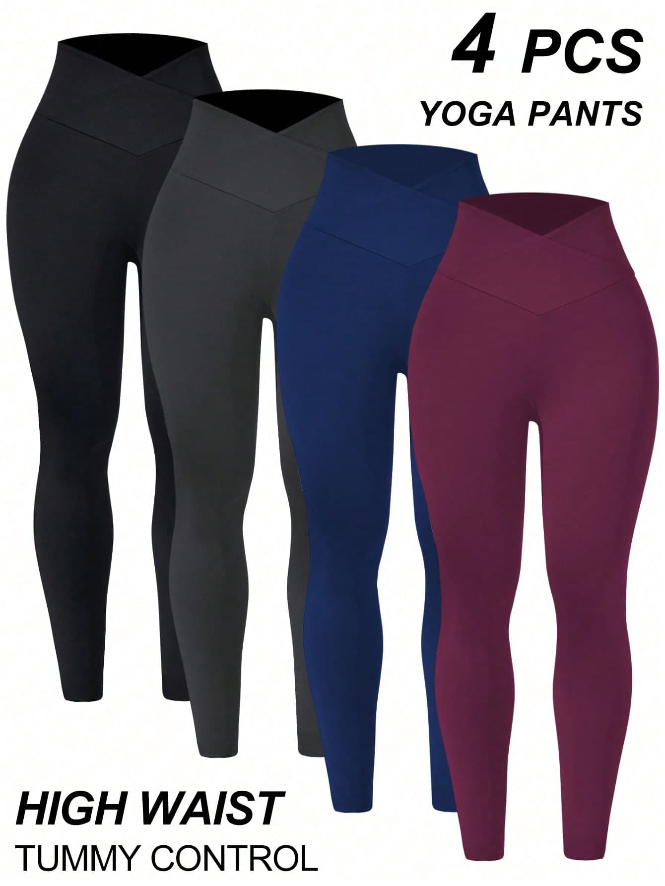 Easithlete Easithlete 4pcs Women's Solid Color Casual Versatile Daily Wear & Sports Leggings