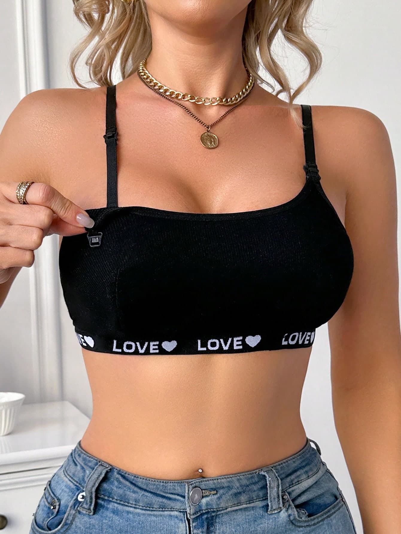 Moonlight&Mama Maternity Heart & Letter Jacquard Nursing Bra