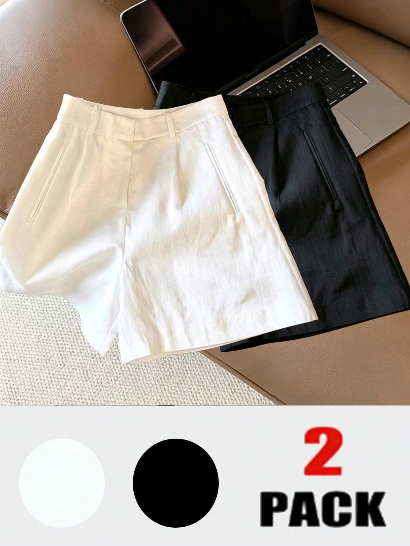 Franclia White Wide Leg Shorts For Women, High Waist Slimming Casual Shorts, Summer