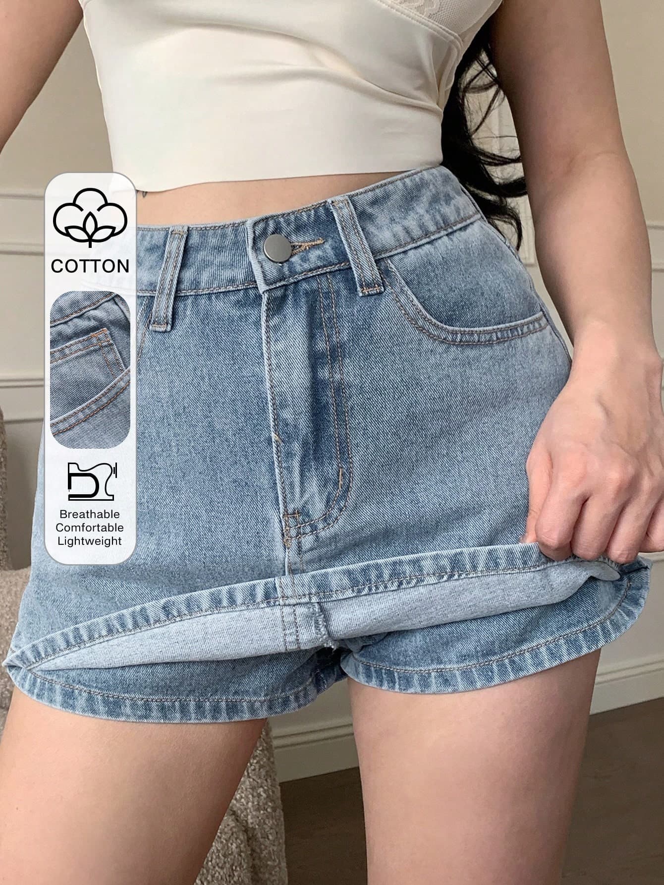 Dazy Tall Tall Women's Extended Length Street Style Casual Denim Shorts Summer