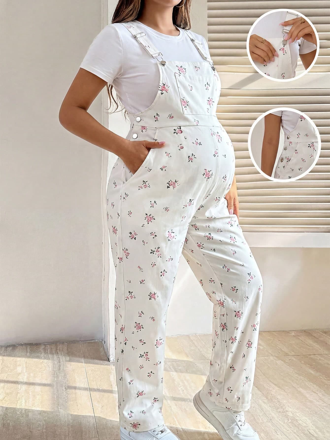 SHEIN Maternity Ditsy Floral Jumpsuit World Cup