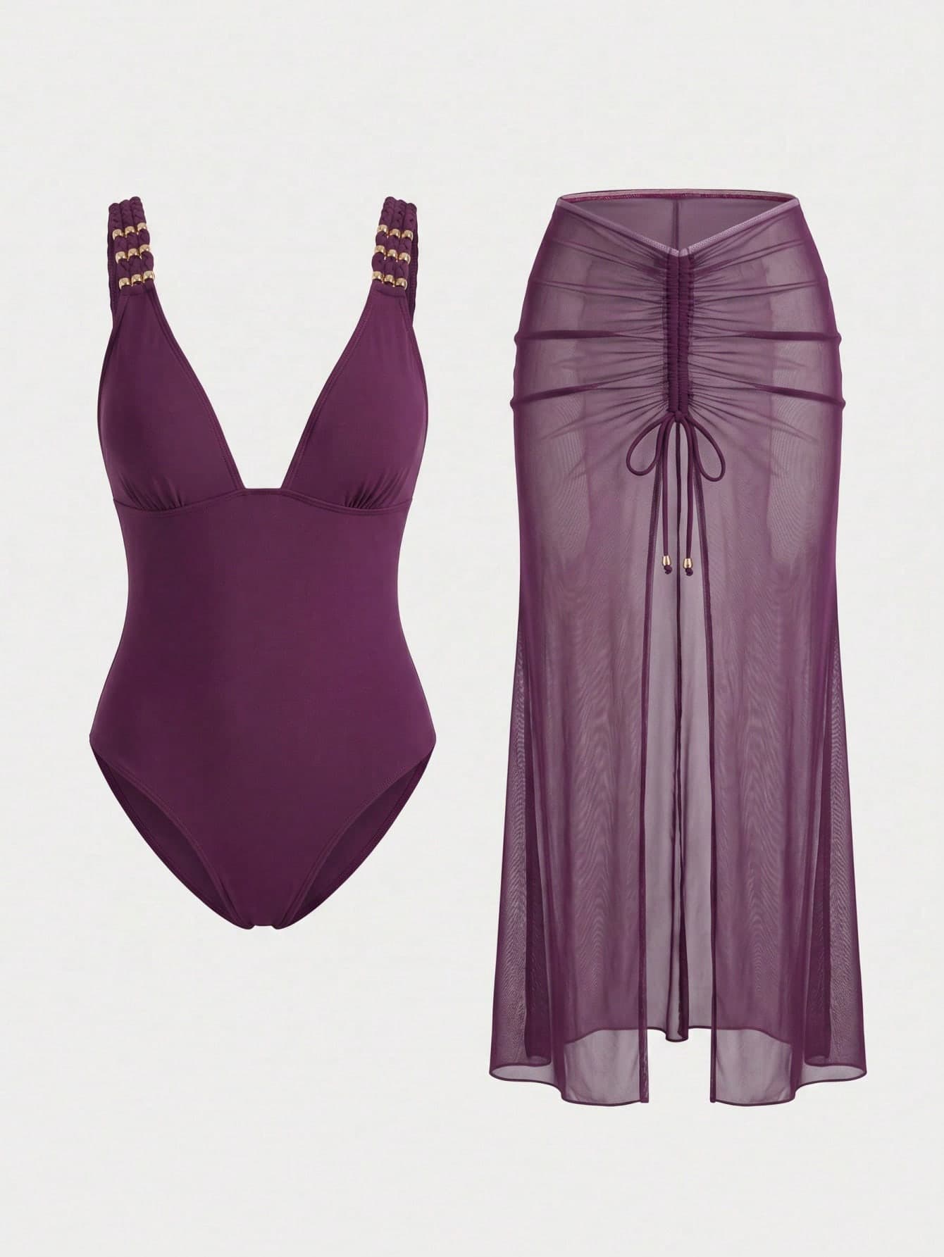 Swim Oasis Plus Size Women Holiday Fashion One-Piece Swimsuit With Cover-Up Skirt