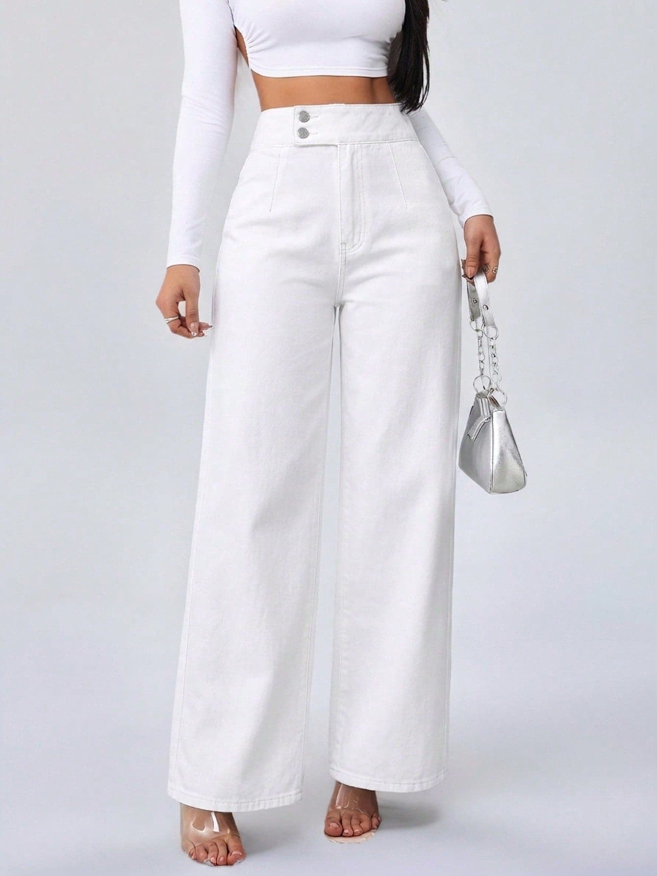 SHEIN Tall Women's Jeans High Waist Casual Loose Wide Leg Trousers Blue Style Straight Pants Tall Women's Jeans Jeans Women Jeans Mom Jeans