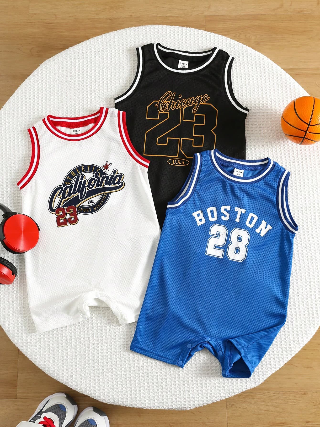 SHEIN 3pcs Newborn Baby Boy Casual Sports Sleeveless Romper With Letter Print, Colorblock, Basic Multi-Pack, Summer Romper Shorts