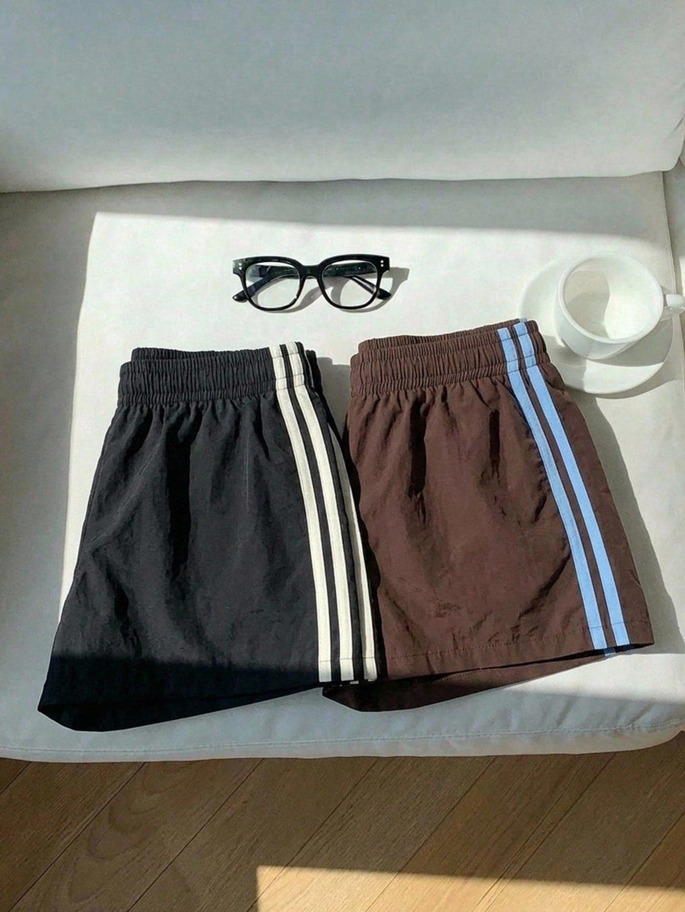 SHEIN EZwear 2pcs Women's Summer Black N White Athleisure Gym Shorts,Color-Blocked Patchwork Webbing Sports Shorts For Vacation,Daily Commute,Party,Holiday Wear