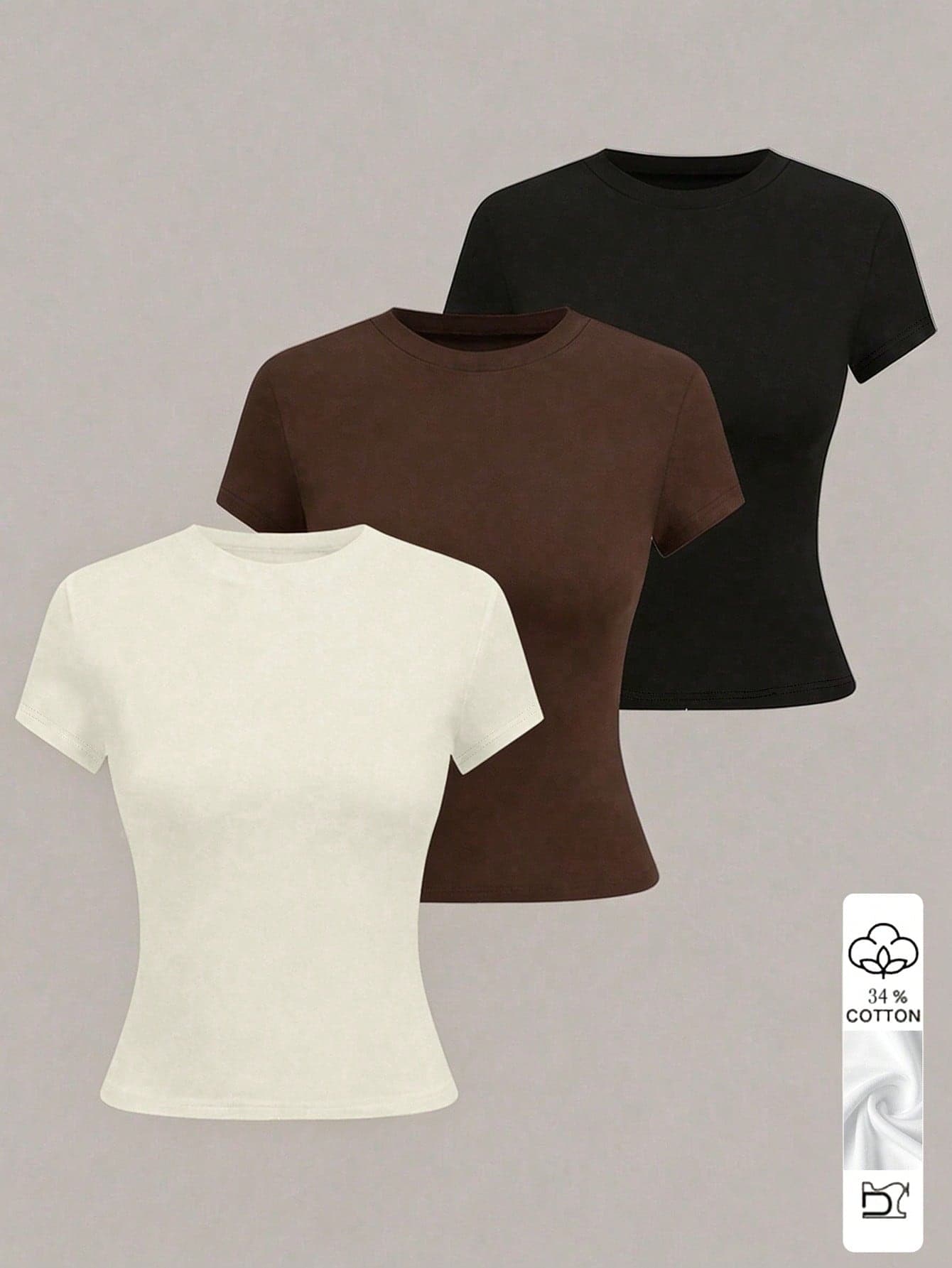 Resyla Women's Solid Color Fitted Casual Daily Short Sleeve T-Shirt