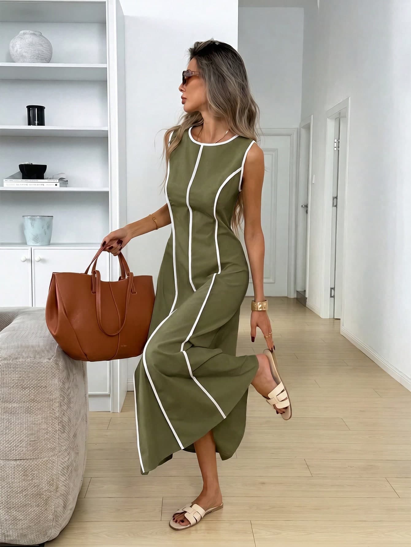 Easowa Women's Casual Sleeveless Round Neck Shift Dress,Dresses For Women Summer